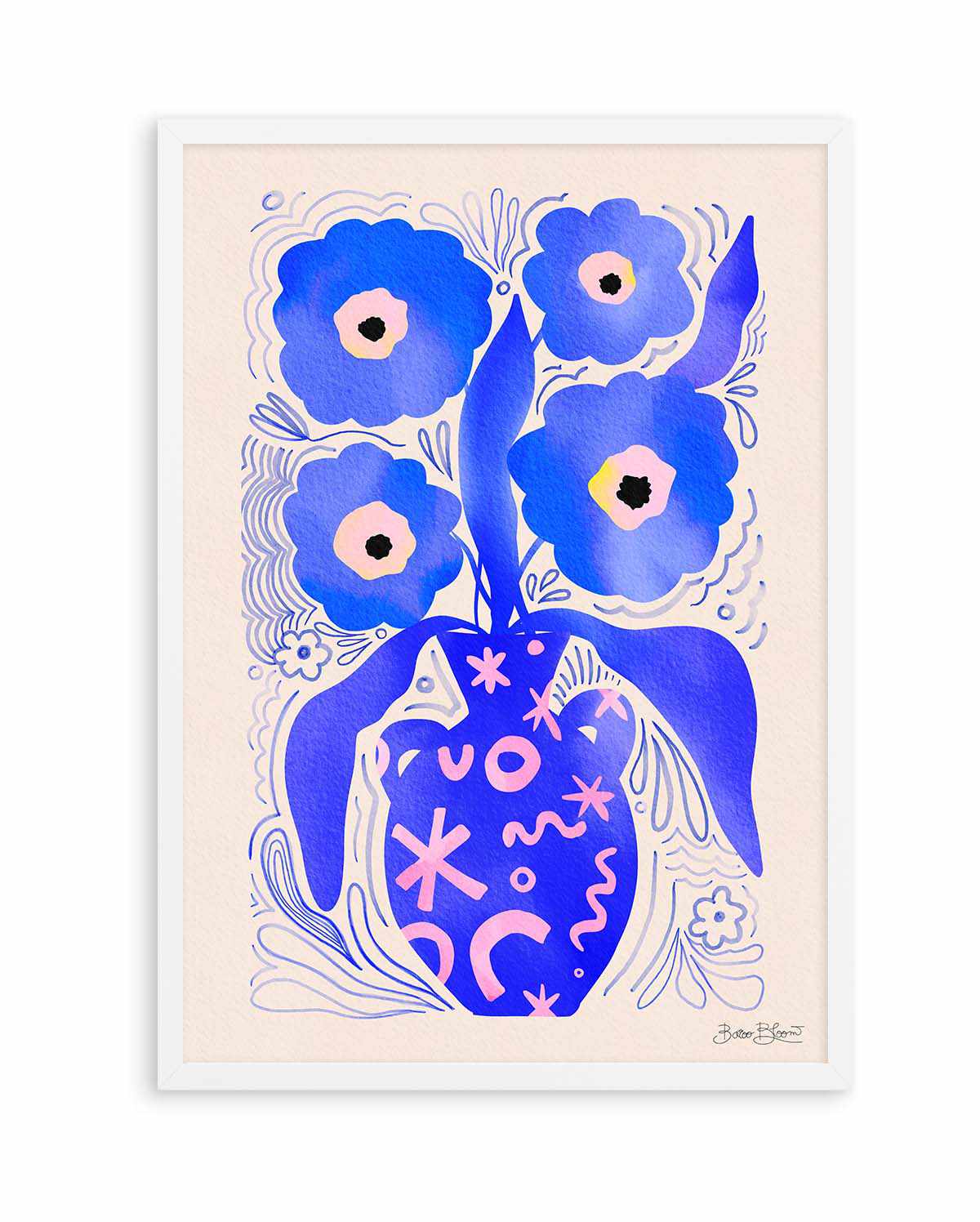 Blue Flowers Matisse Homage by Baroo Bloom | Art Print