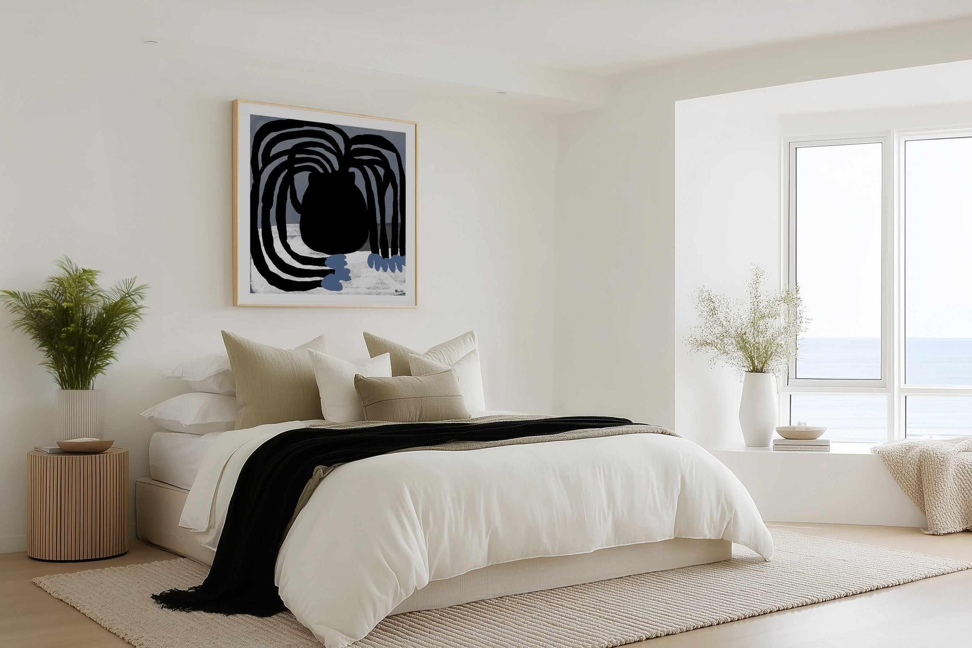 Blue Flowers in Black Vase by Marco Marella | Art Print from Olive et Oriel where you can shop wallpaper and artworks online