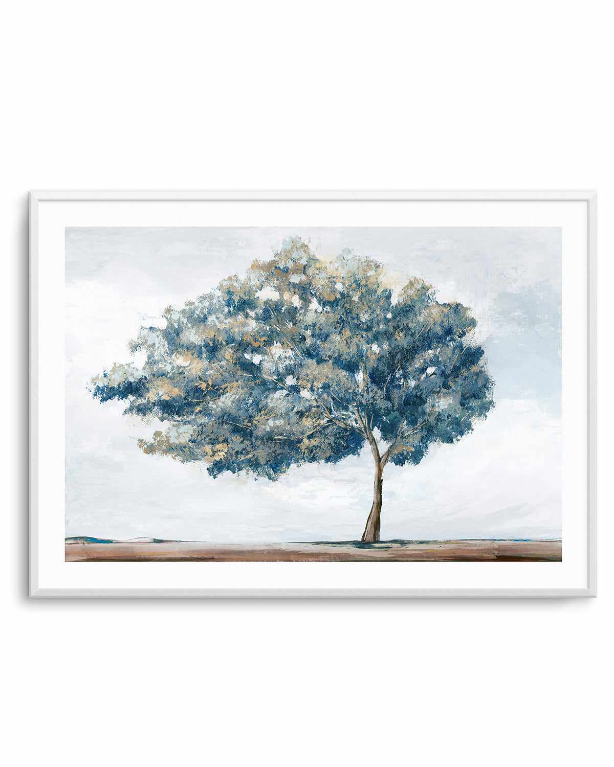 Blue Golden Tree Art Print