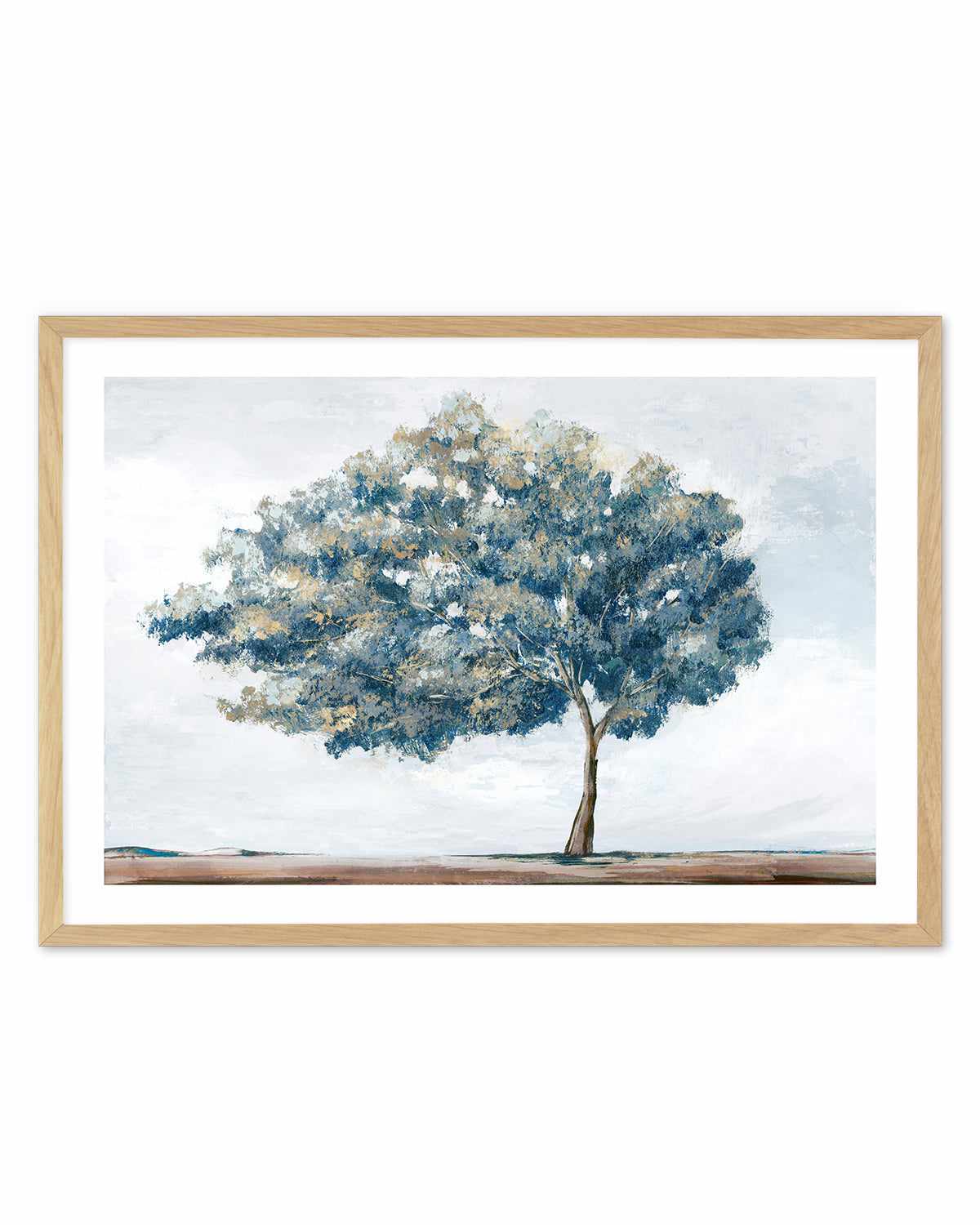 Blue Golden Tree Art Print