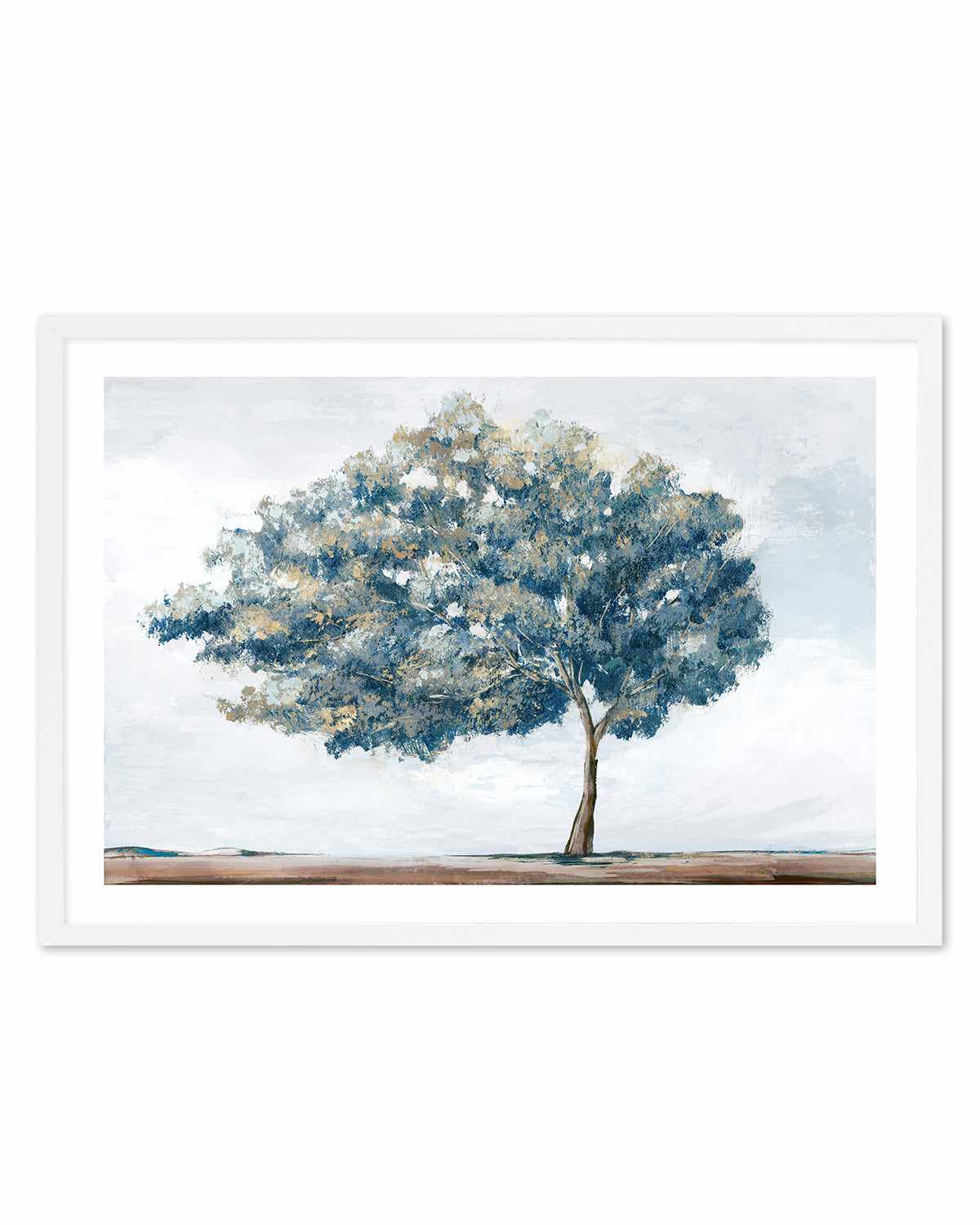 Blue Golden Tree Art Print