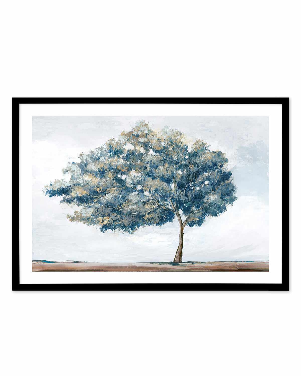 Blue Golden Tree Art Print