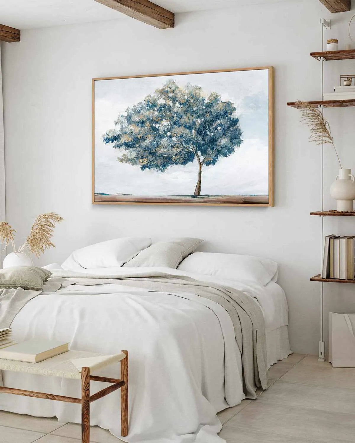 Blue Golden Tree | Framed Canvas Art Print from Olive et Oriel where you can shop wallpaper and artworks online