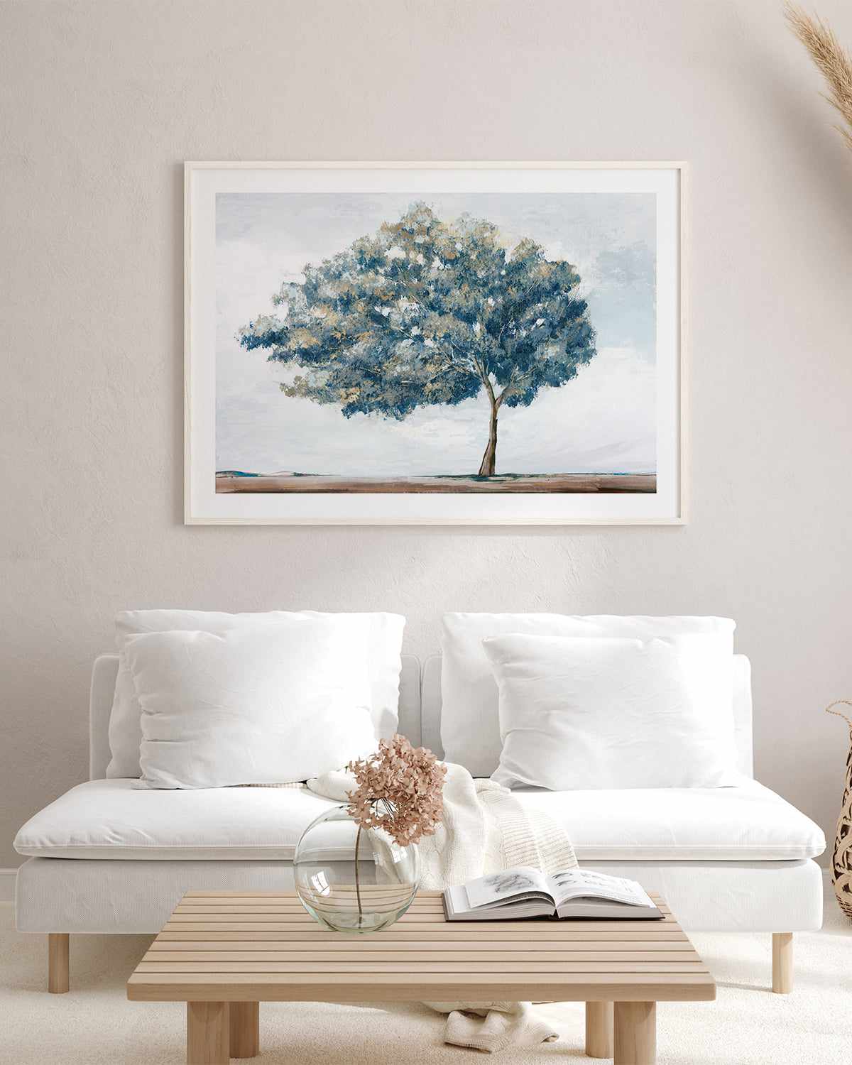 Blue Golden Tree Art Print