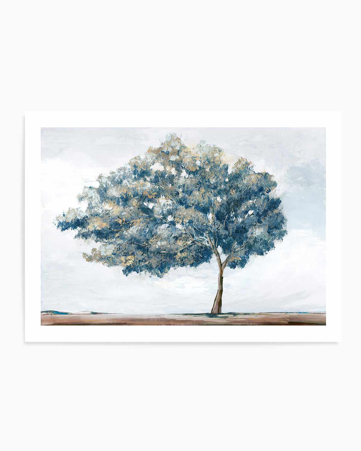 Blue Golden Tree Art Print