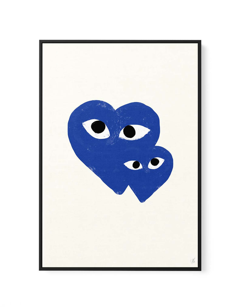 Blue Hearts by Anne-Marie Volfova | Framed Canvas Art Print