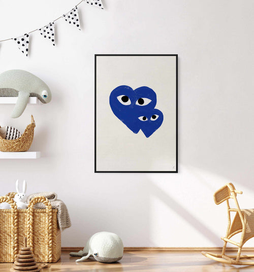 Blue Hearts by Anne-Marie Volfova | Framed Canvas Art Print