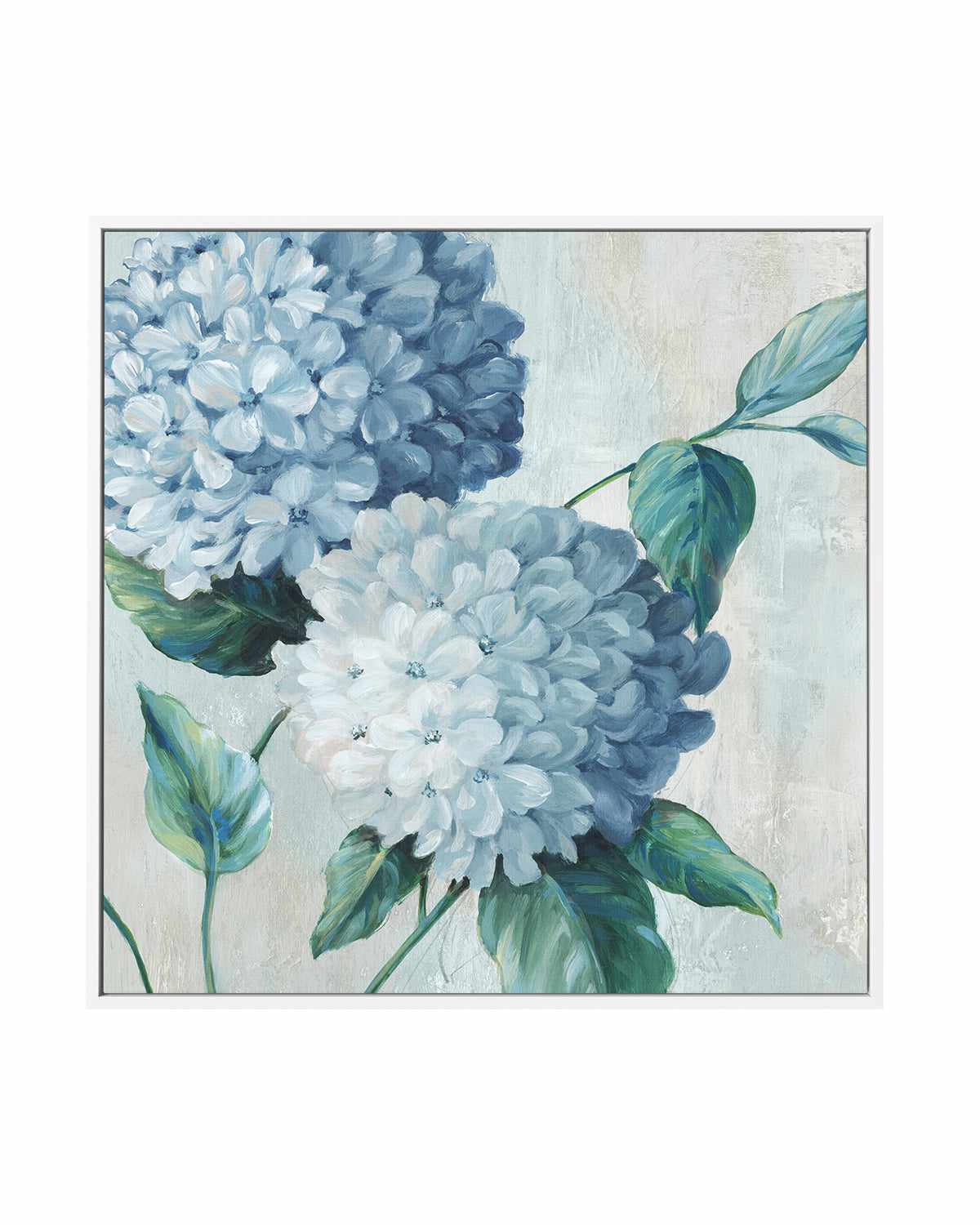 Blue Hydrangea Blooms II | Framed Canvas Art Print