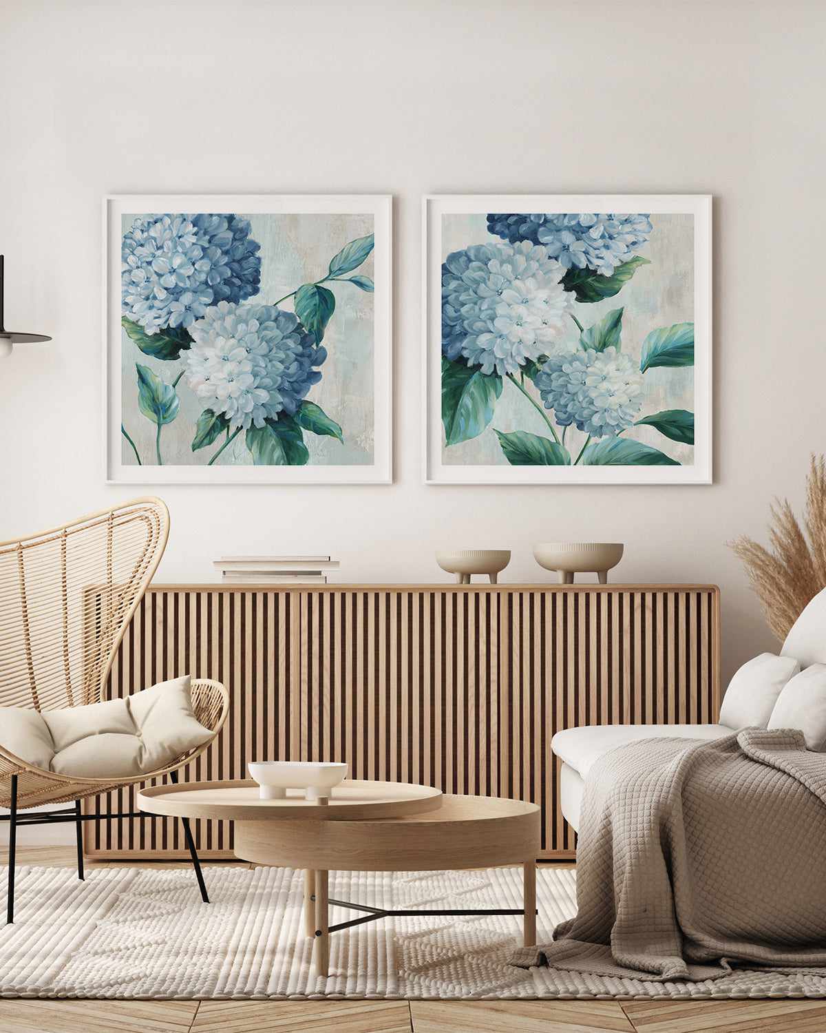 Blue Hydrangea Blooms I Art Print