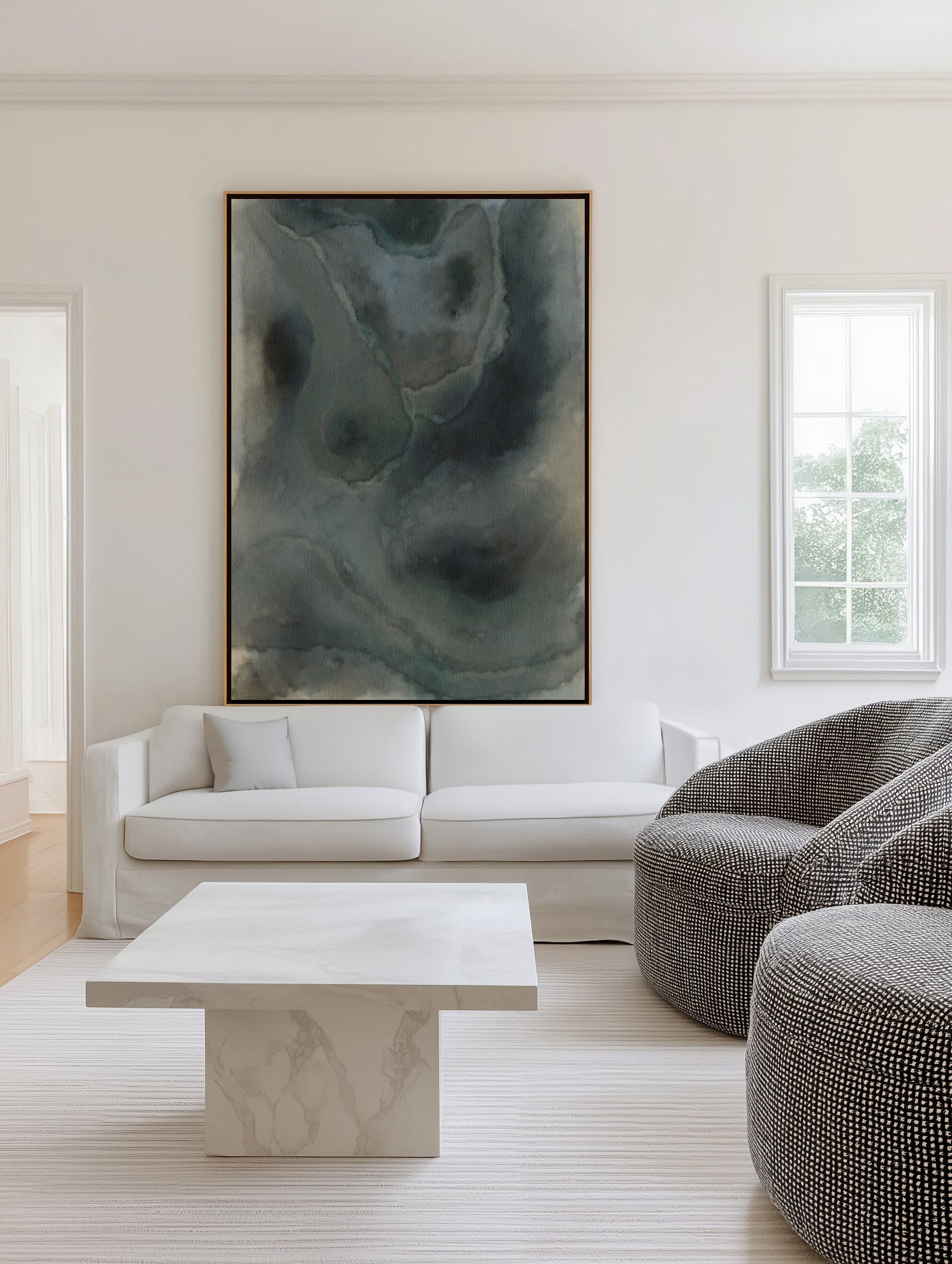 Blue Impression by Shatha Al Dafai | Framed Canvas Art Print