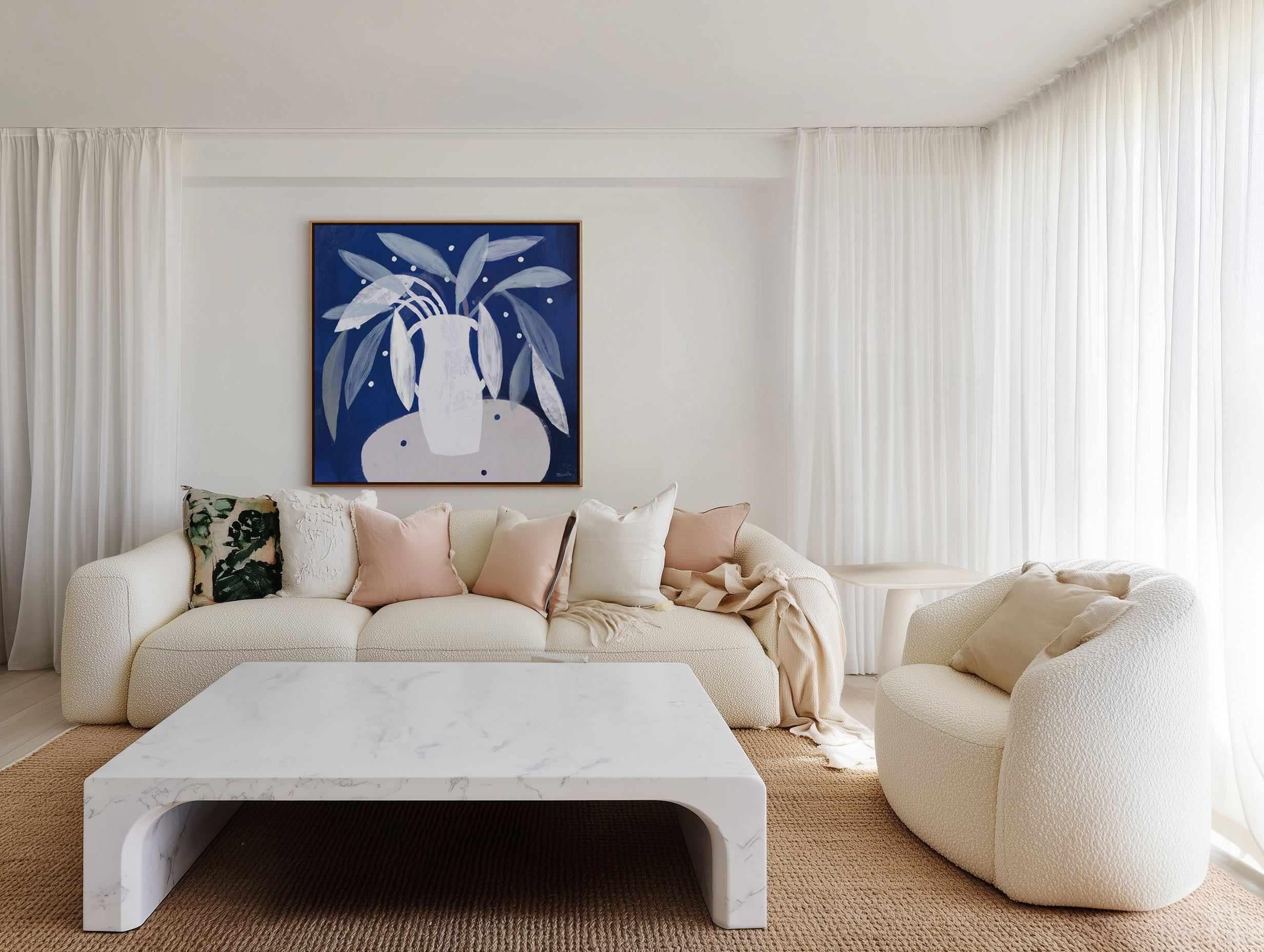 Blue Interior by Marco Marella | Framed Canvas Art Print from Olive et Oriel where you can shop wallpaper and artworks online