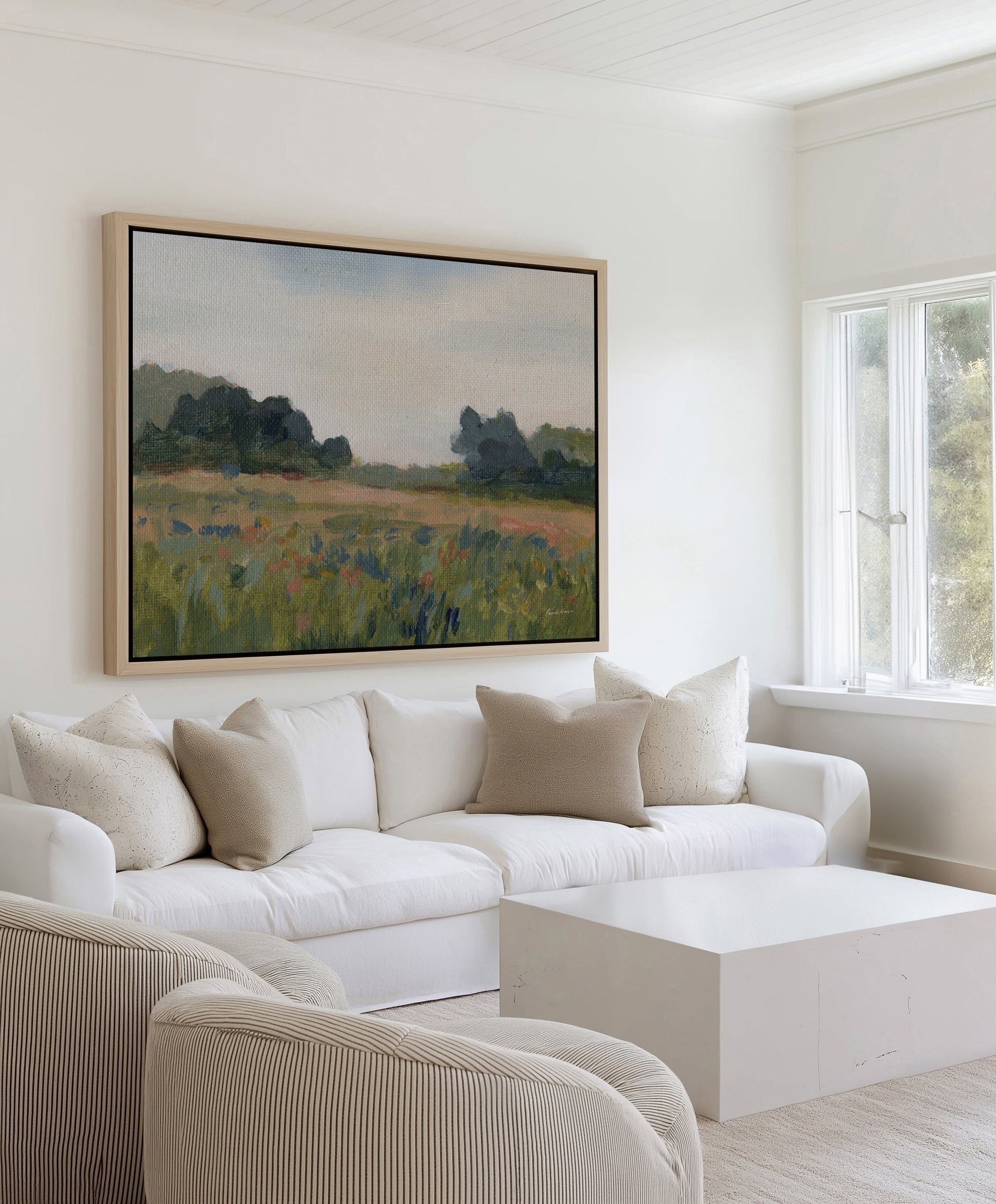 Blue Meadow | Framed Canvas Art Print