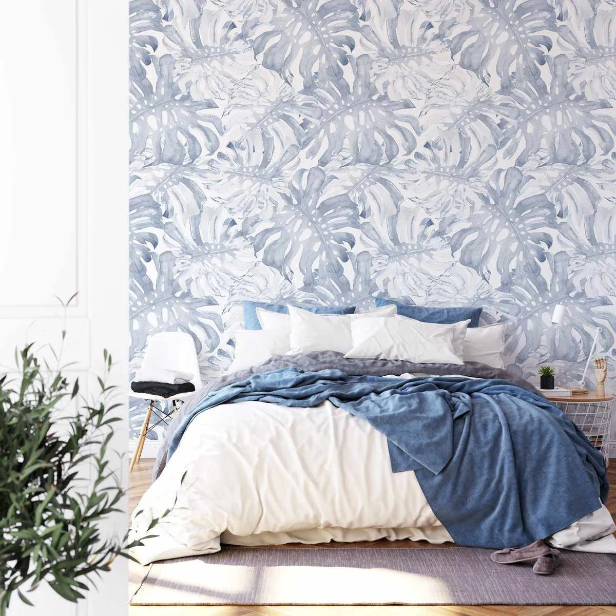 Blue Monstera Wallpaper-Wallpaper-Buy Kids Removable Wallpaper Online Our Custom Made Children√¢‚Ç¨‚Ñ¢s Wallpapers Are A Fun Way To Decorate And Enhance Boys Bedroom Decor And Girls Bedrooms They Are An Amazing Addition To Your Kids Bedroom Walls Our Collection of Kids Wallpaper Is Sure To Transform Your Kids Rooms Interior Style From Pink Wallpaper To Dinosaur Wallpaper Even Marble Wallpapers For Teen Boys Shop Peel And Stick Wallpaper Online Today With Olive et Oriel