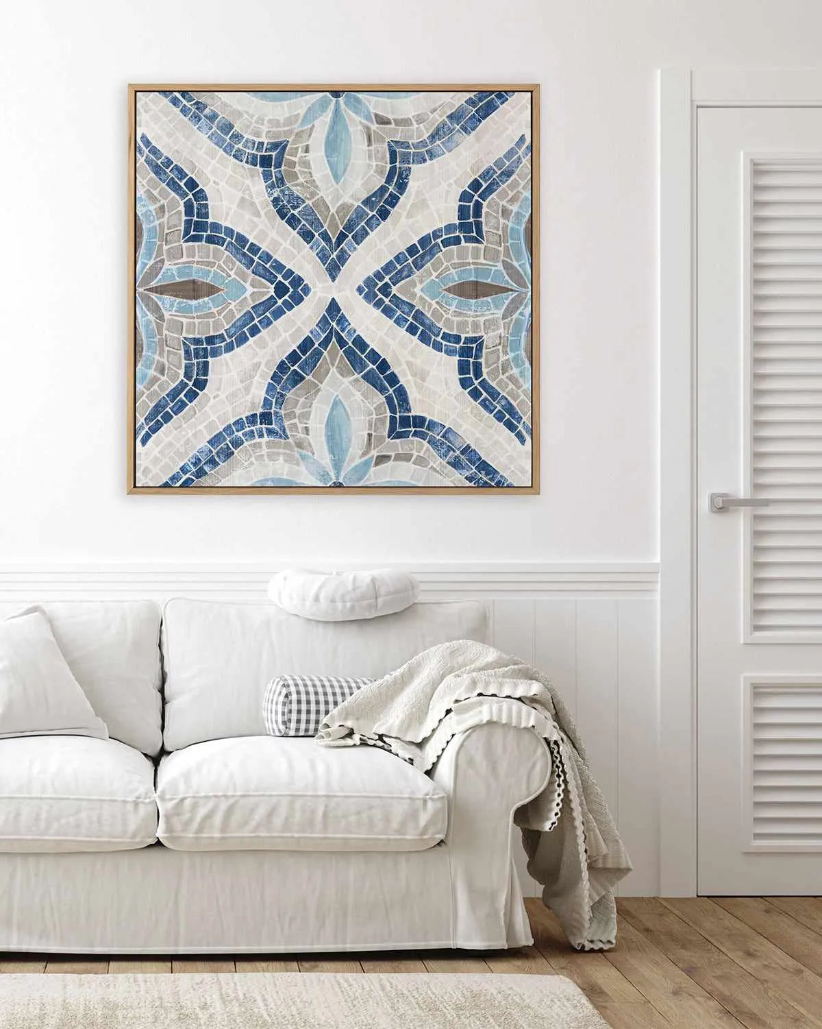 Blue Moroccan Tile | Framed Canvas Art Print from Olive et Oriel where you can shop wallpaper and artworks online
