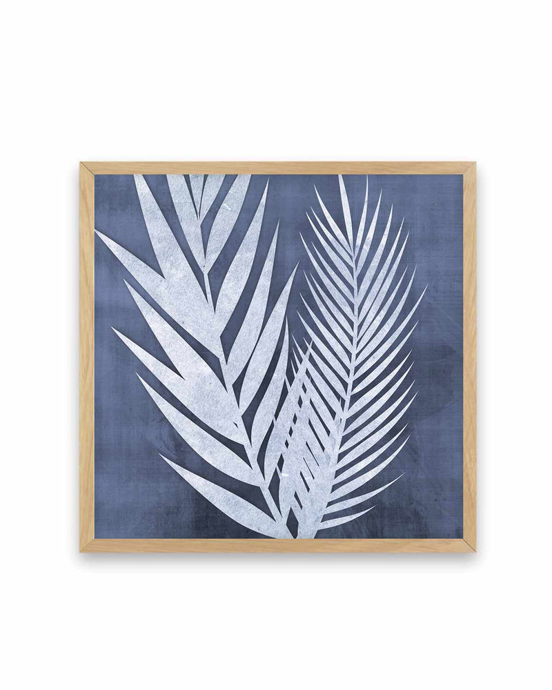 Blue Palm Leaf II Art Print