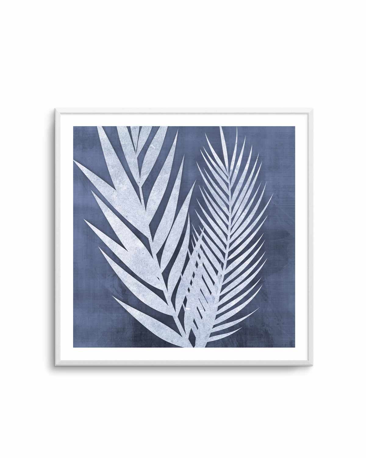 Blue Palm Leaf II Art Print