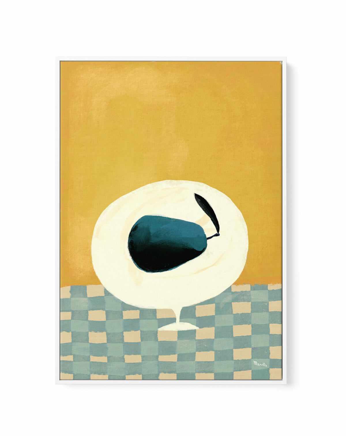 Blue Pear by Marco Marella | Framed Canvas Art Print from Olive et Oriel where you can shop wallpaper and artworks online