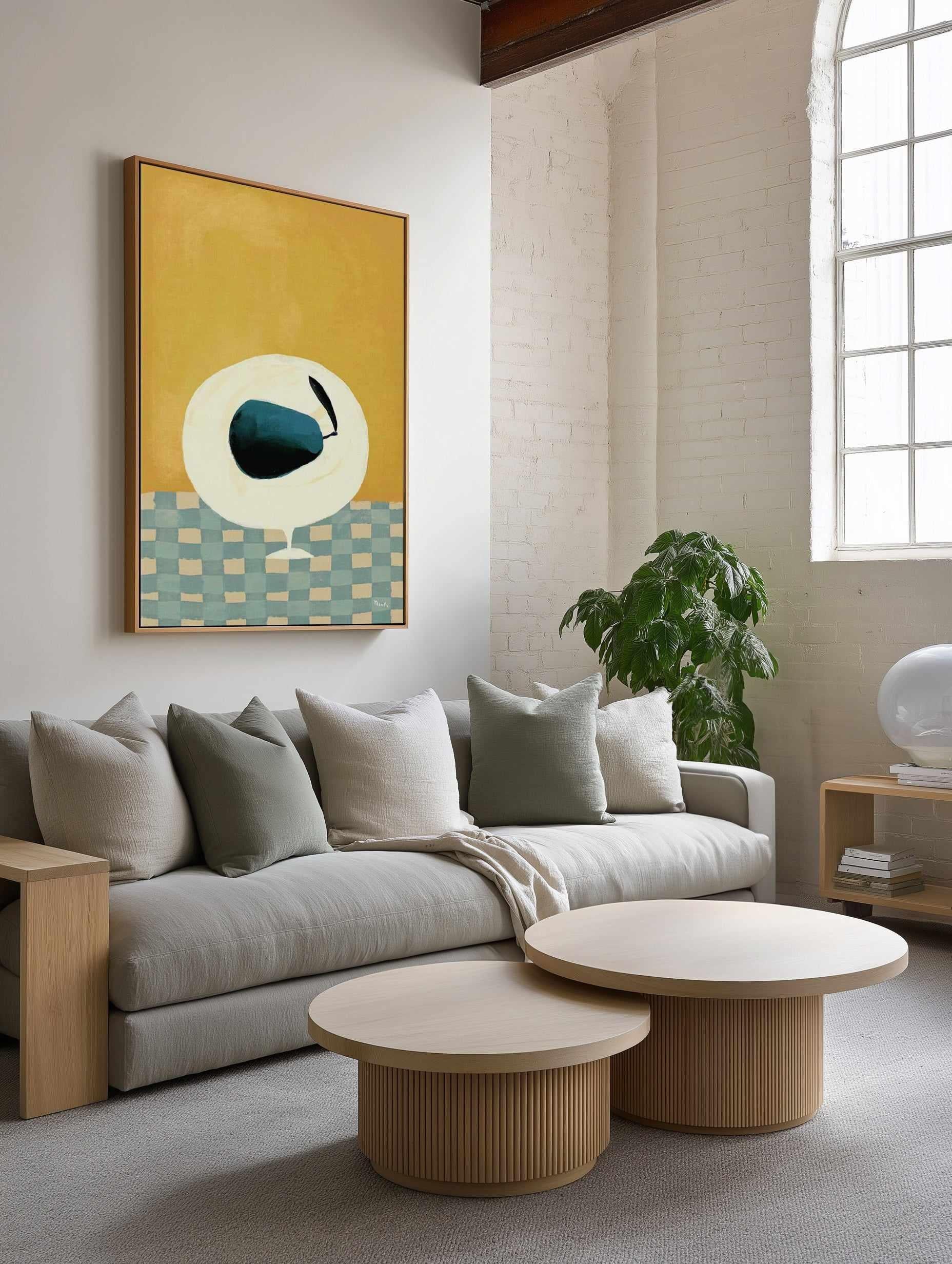 Blue Pear by Marco Marella | Framed Canvas Art Print from Olive et Oriel where you can shop wallpaper and artworks online