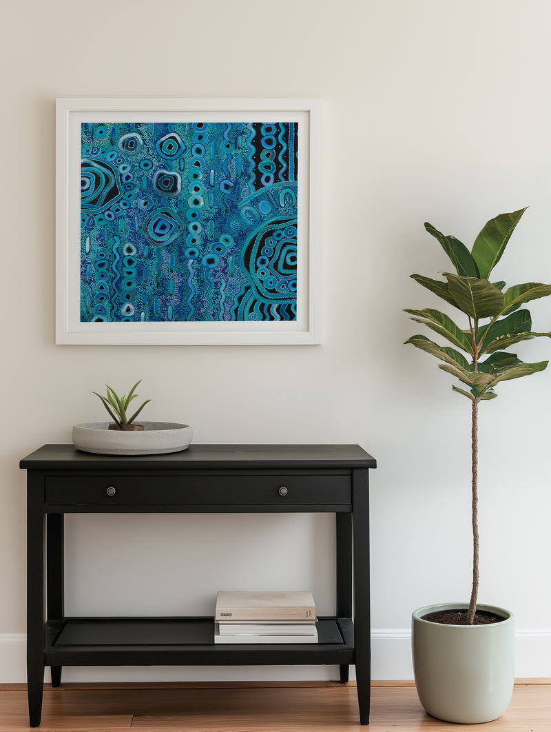 Blue Rain I SQ by Kelly Taylor Art Print