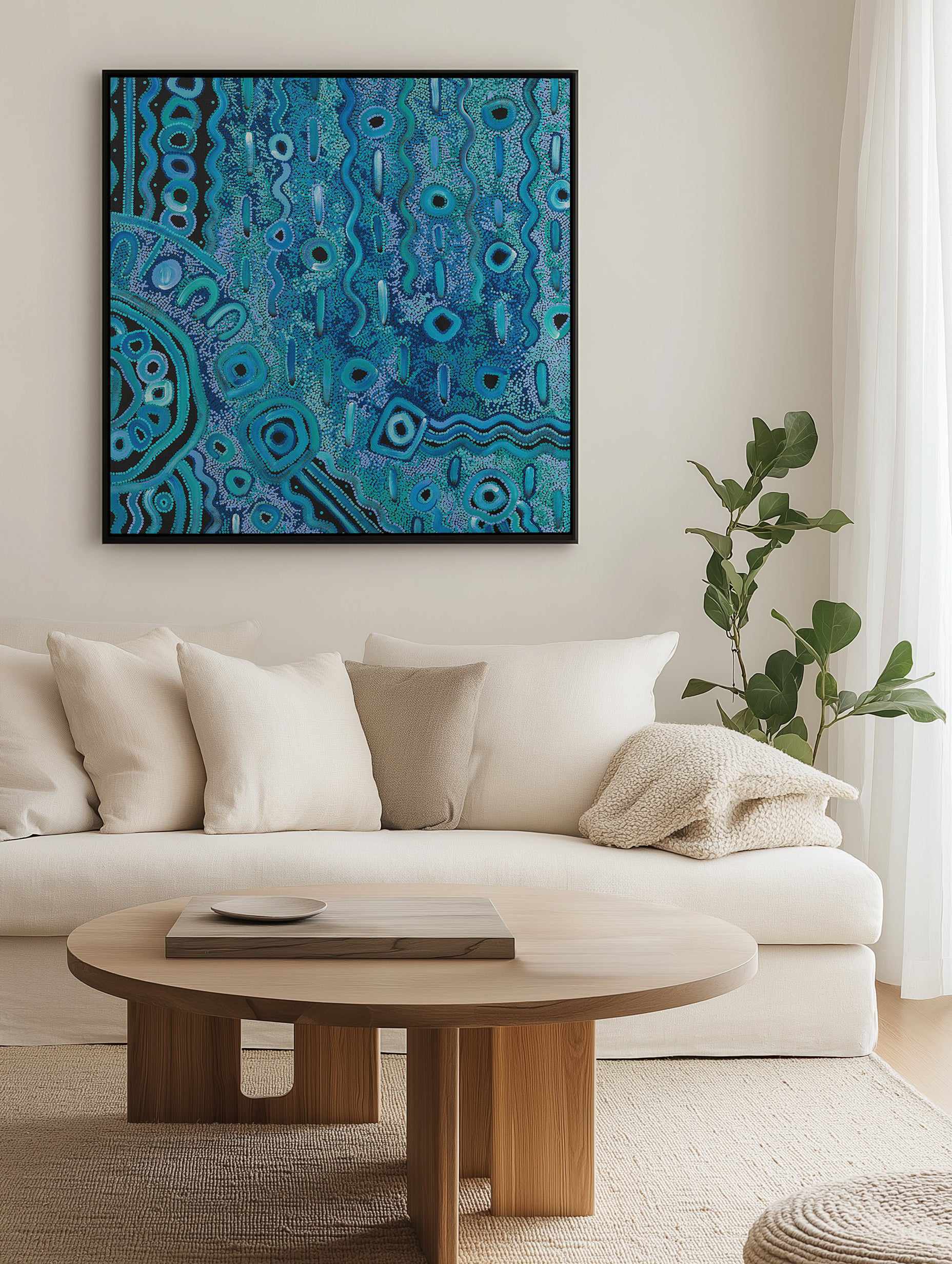 Blue Rain II SQ by Kelly Taylor | Framed Canvas Art Print