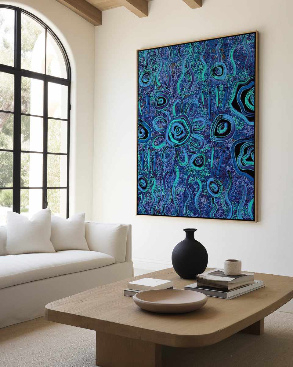 Blue Rain by Kelly Taylor | Framed Canvas Art Print