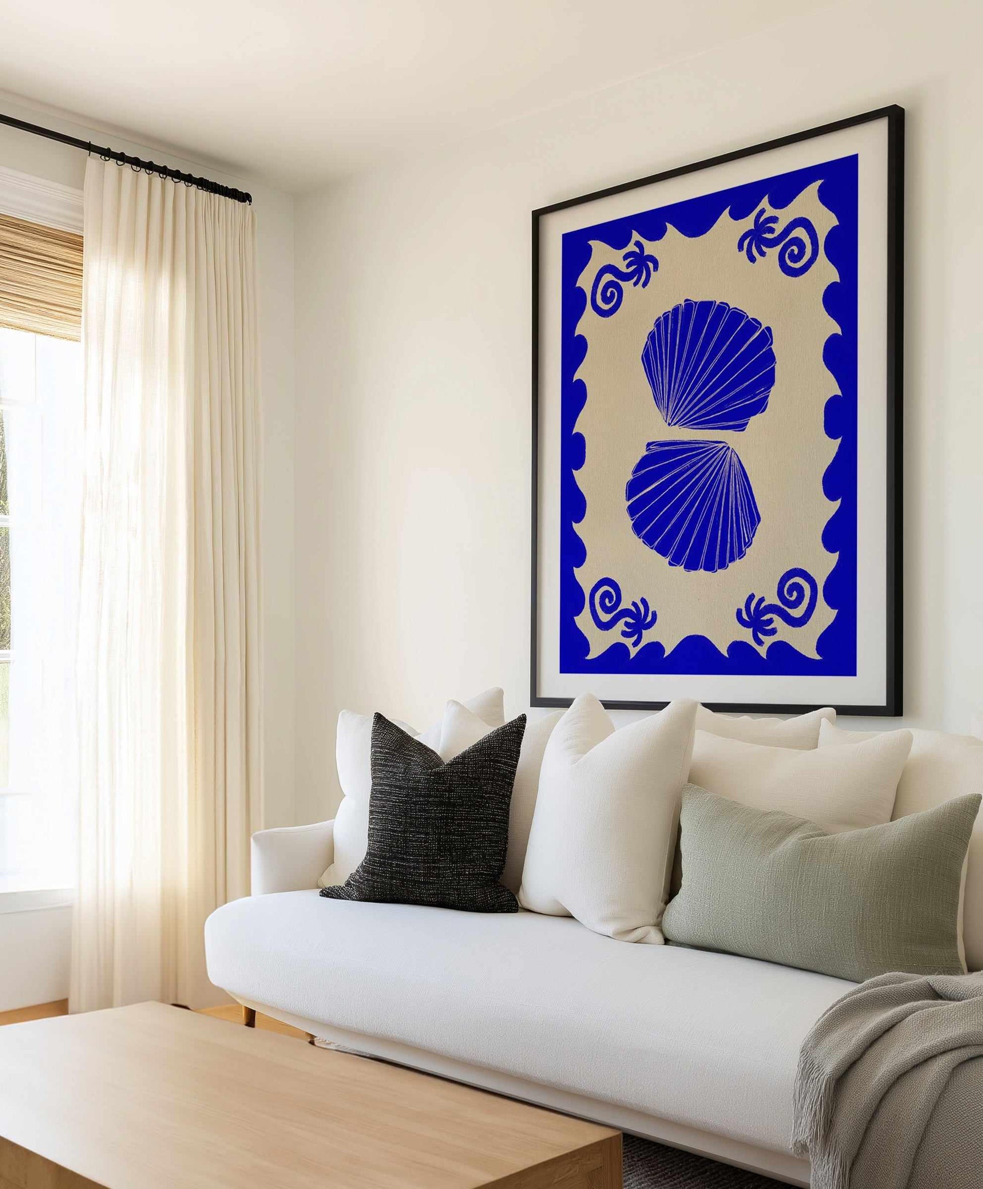 Blue Seashell Stories by Shatha Al Dafai | Art Print from Olive et Oriel where you can shop wallpaper and artworks online