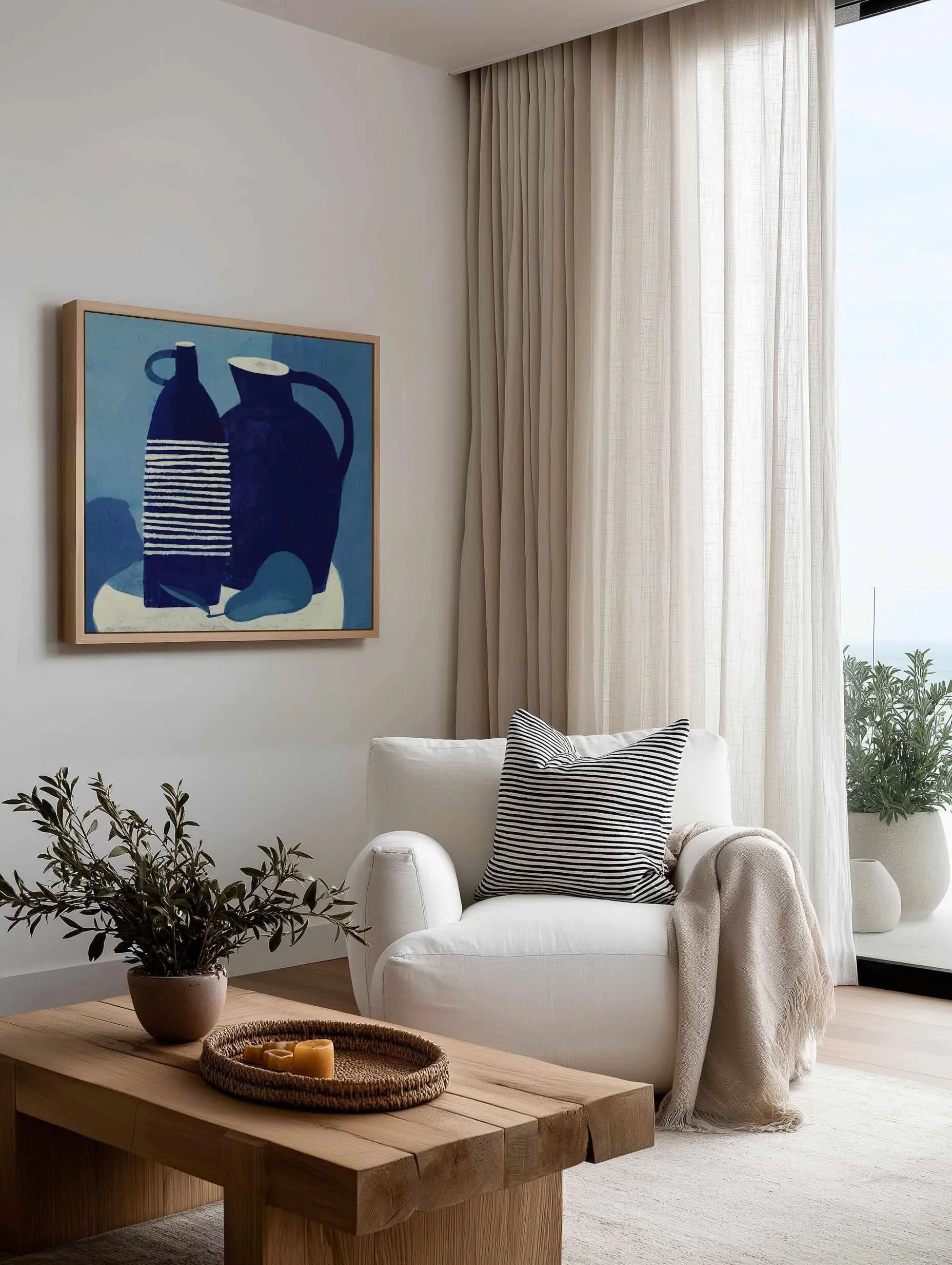Blue Still Life With Pear by Marco Marella | Framed Canvas Art Print from Olive et Oriel where you can shop wallpaper and artworks online