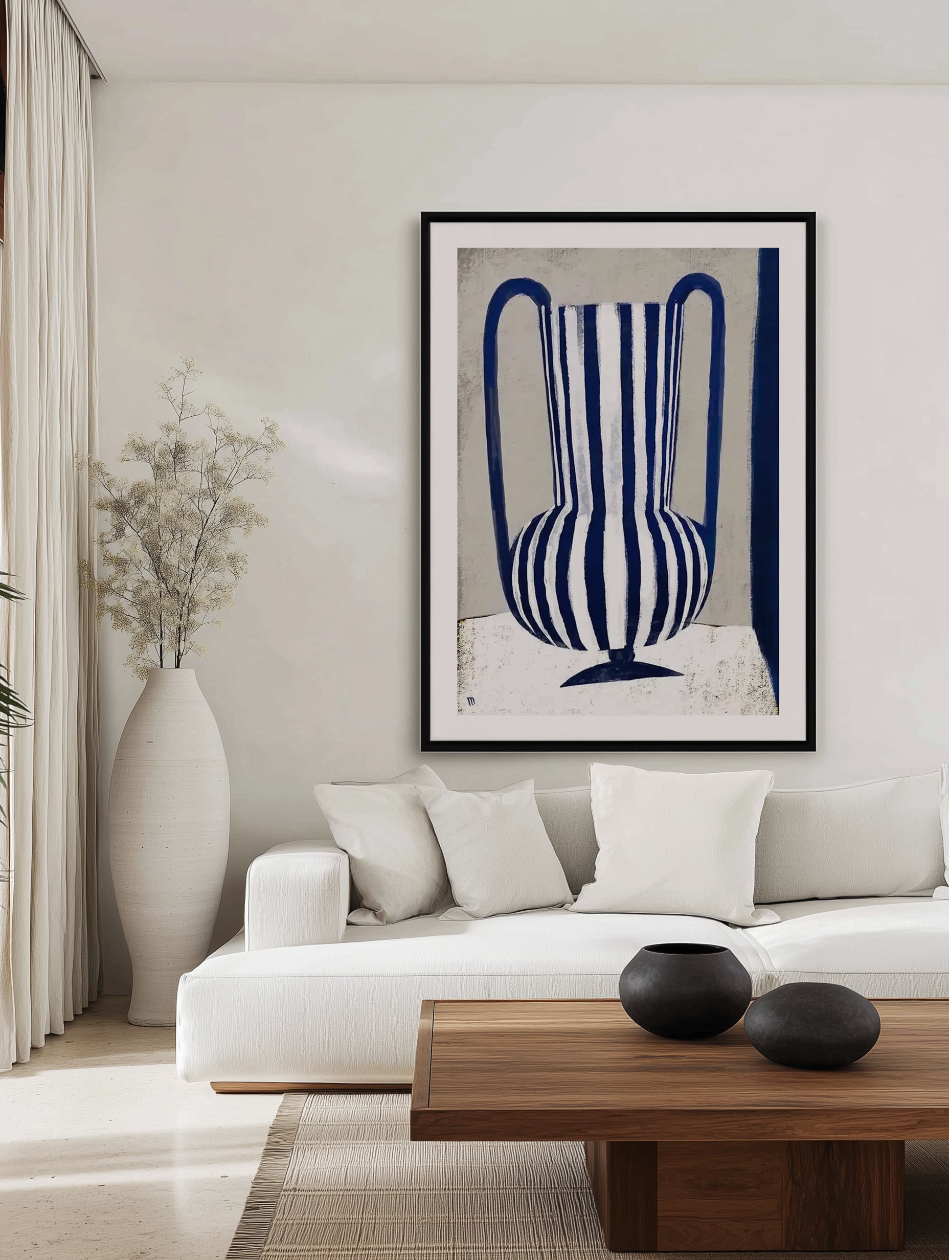 Blue Striped Vase by Marco Marella | Art Print