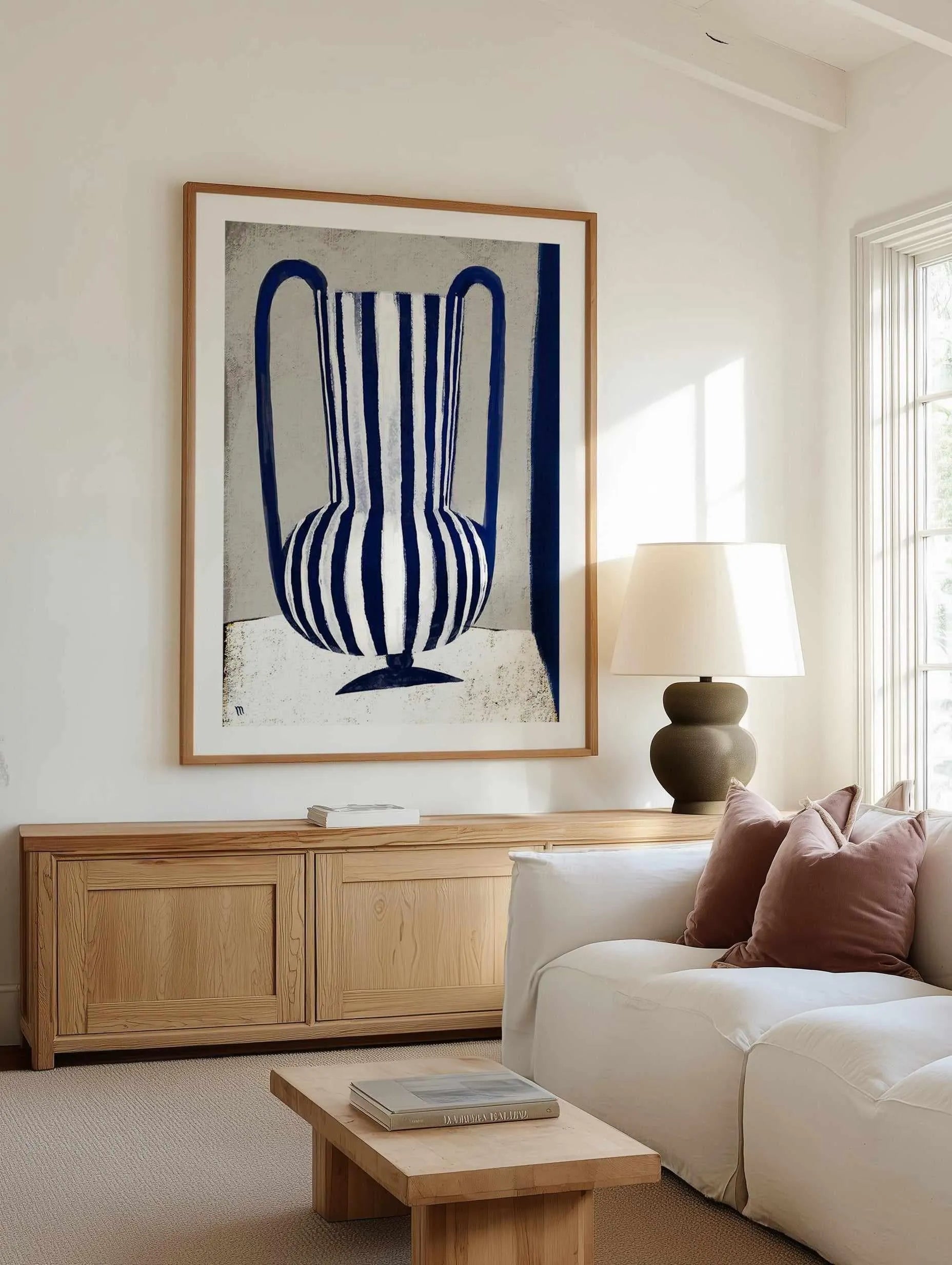 Blue Striped Vase by Marco Marella | Art Print from Olive et Oriel where you can shop wallpaper and artworks online