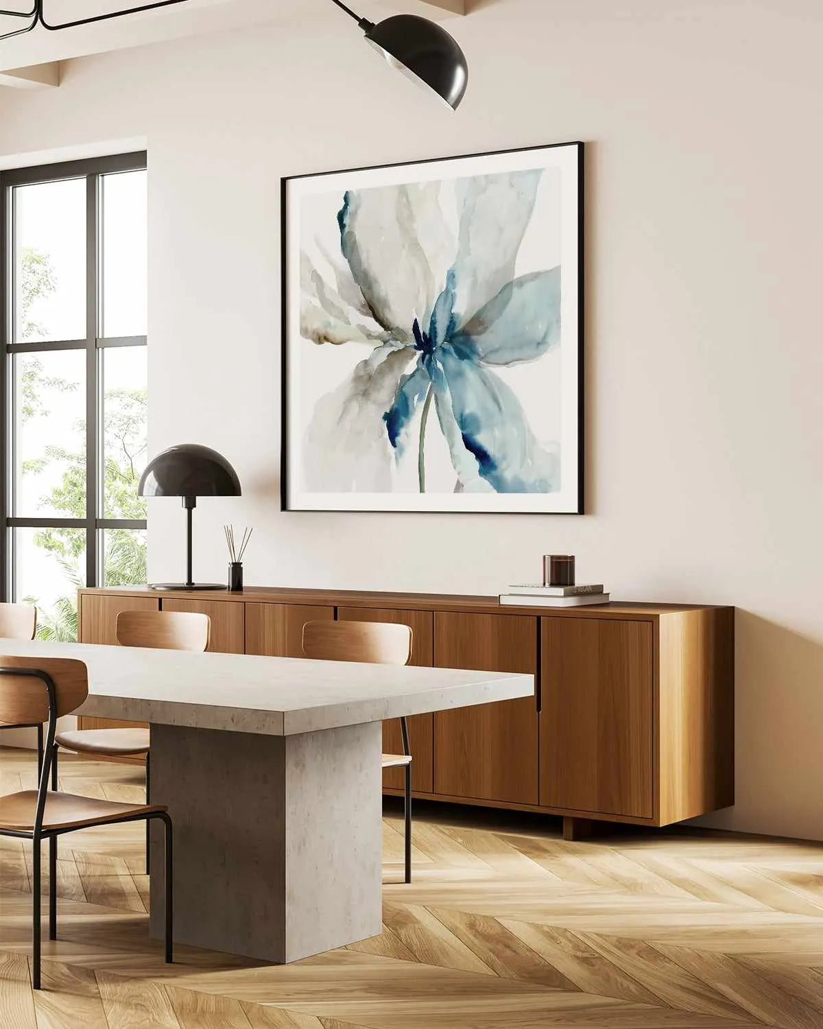 Blue Transparent Flower Art Print from Olive et Oriel where you can shop wallpaper and artworks online