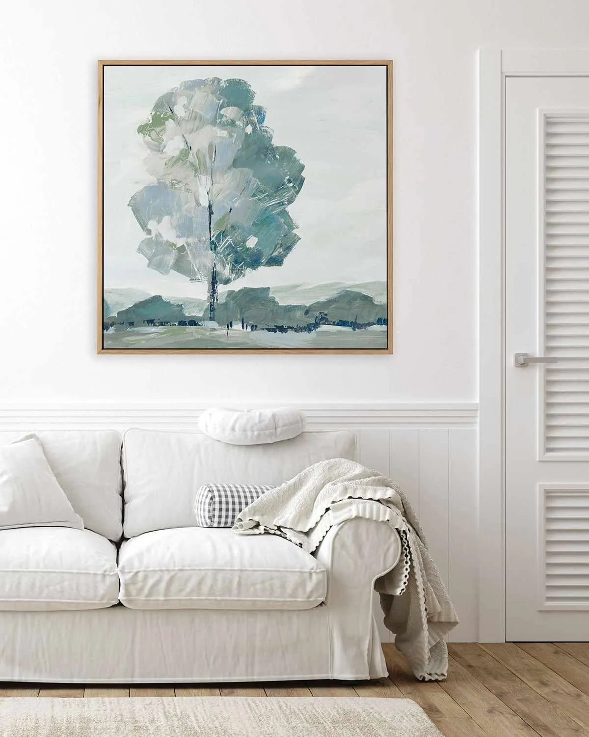 Blue Tree Forest I | Framed Canvas Art Print from Olive et Oriel where you can shop wallpaper and artworks online