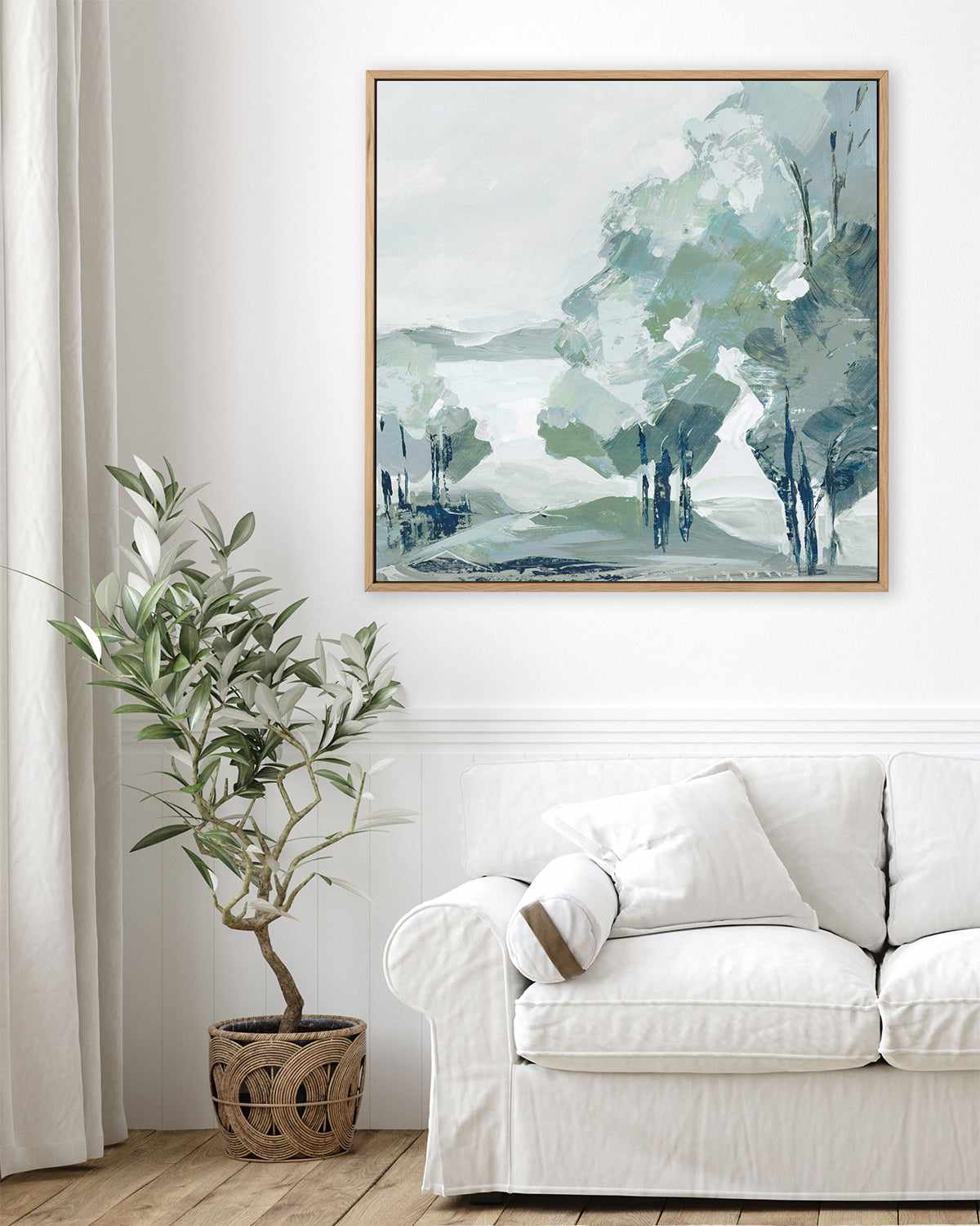 Blue Tree Forest II | Framed Canvas Art Print