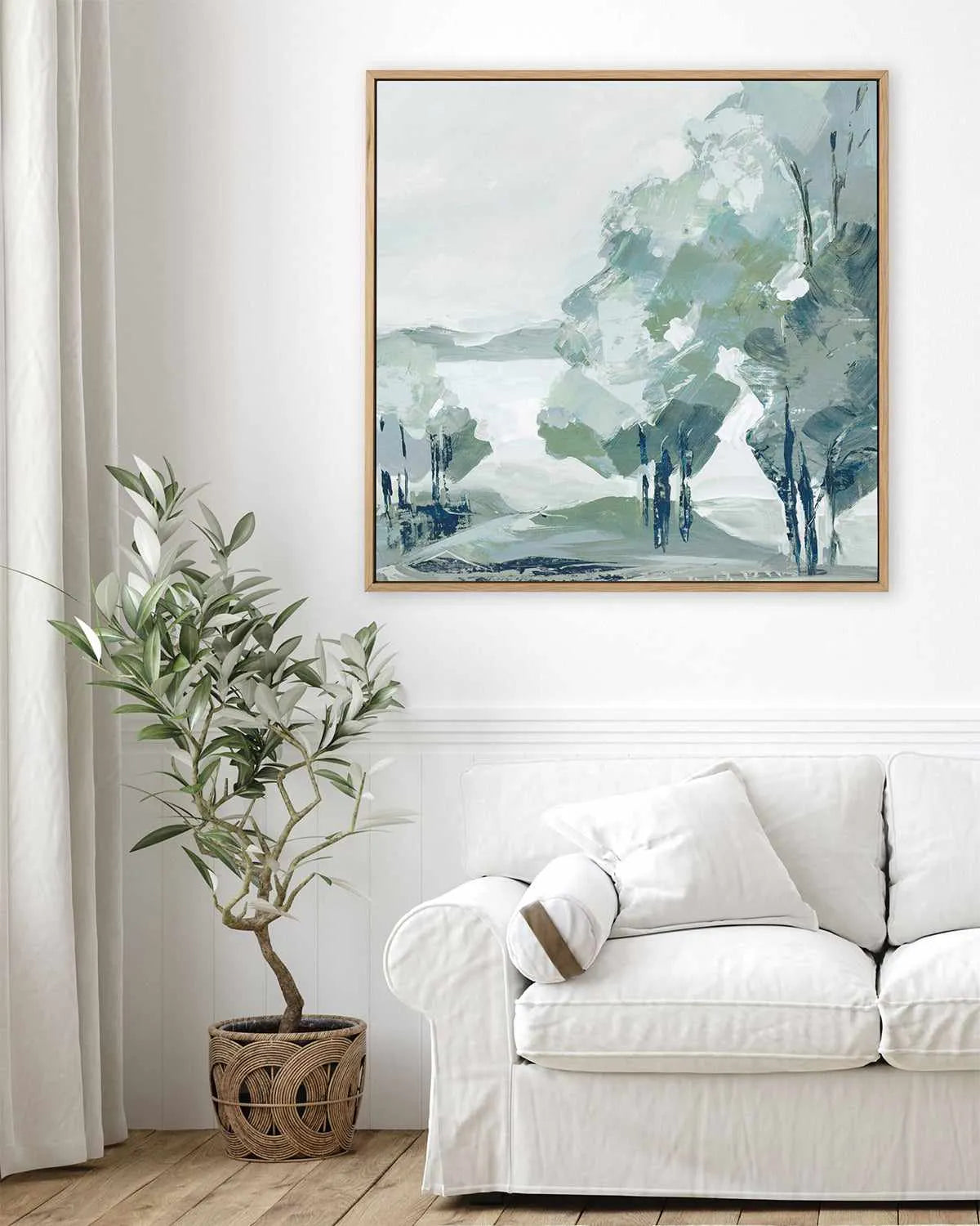 Blue Tree Forest II | Framed Canvas Art Print from Olive et Oriel where you can shop wallpaper and artworks online