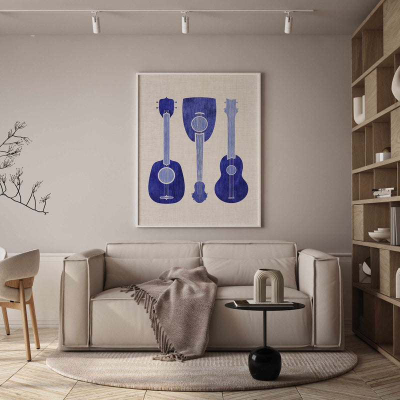 Blue Ukuleles By Kristian Gallagher | Art Print from Olive et Oriel where you can shop wallpaper and artworks online