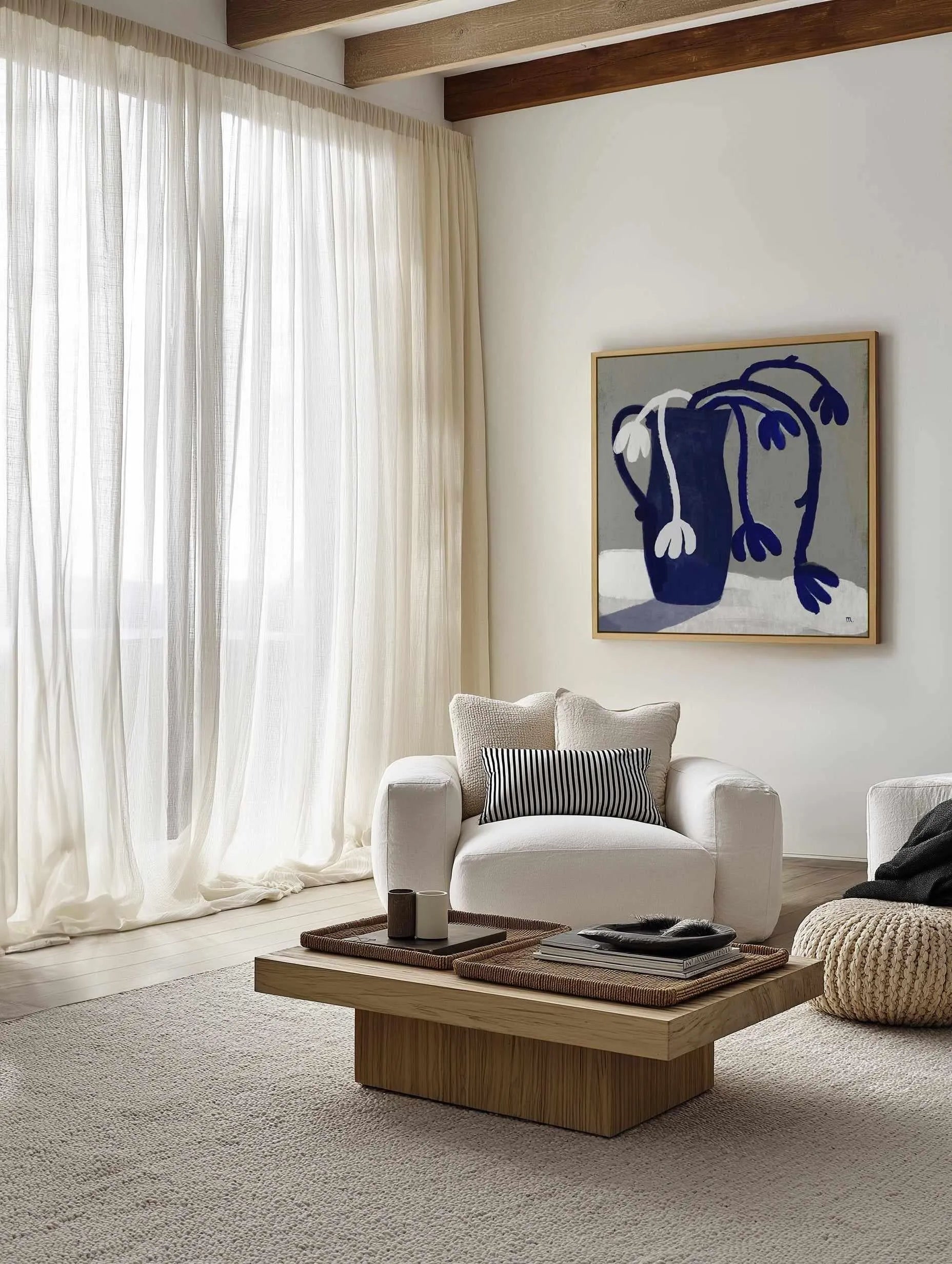 Blue Vase Interior by Marco Marella | Framed Canvas Art Print from Olive et Oriel where you can shop wallpaper and artworks online