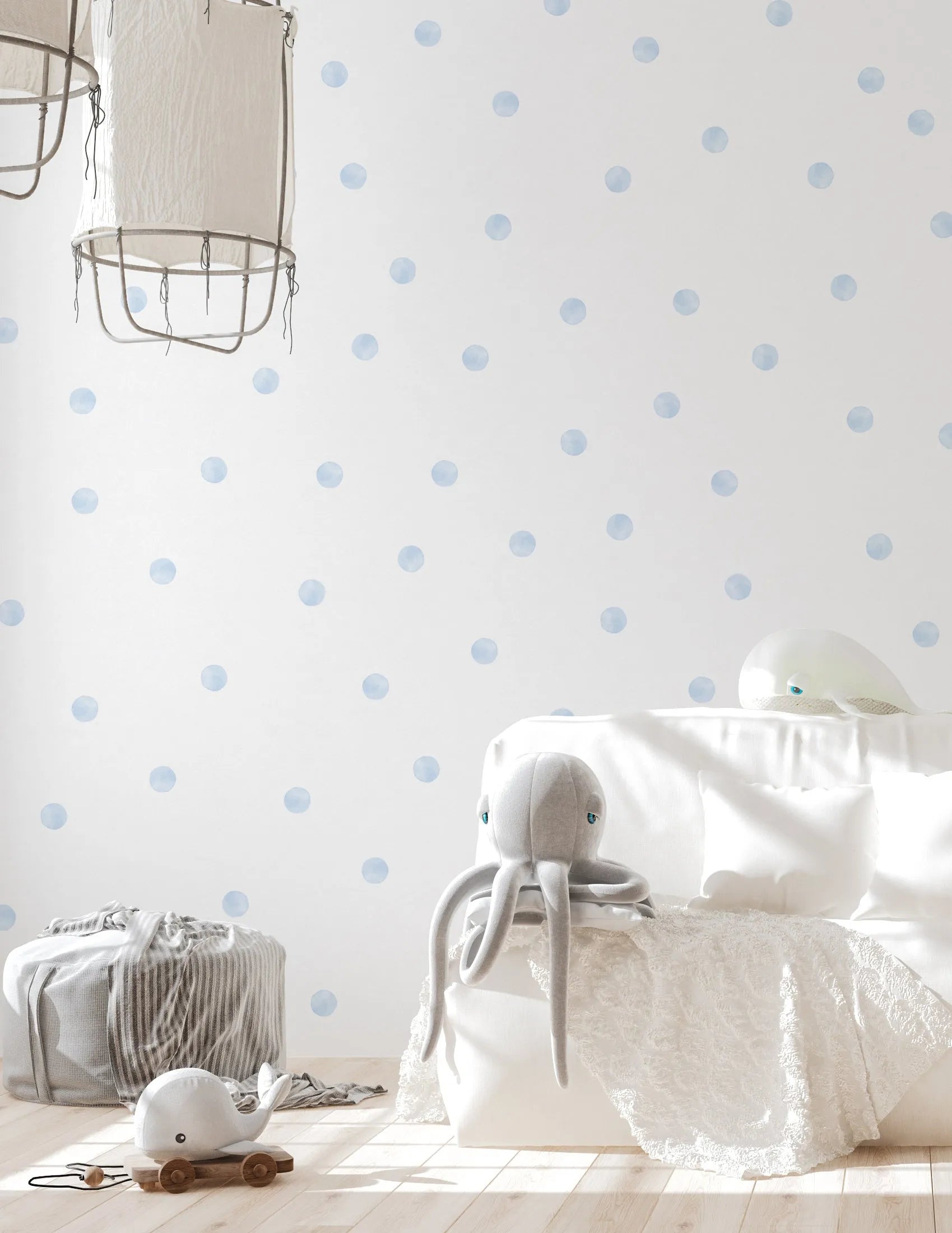 Blue Watercolour Dots Decal Set from Olive et Oriel where you can shop wallpaper and artworks online