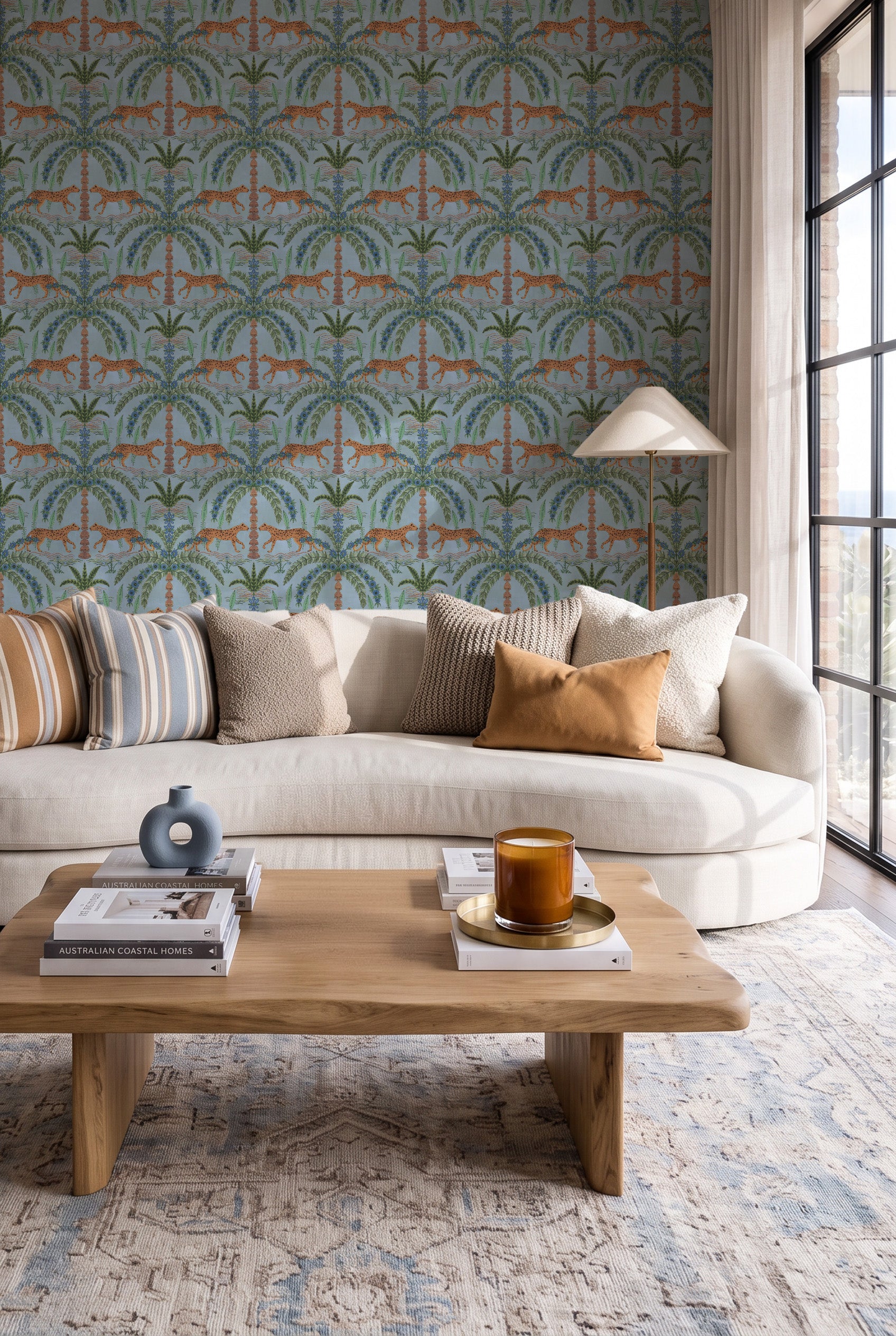 Boheme Cheetah in Blue Wallpaper