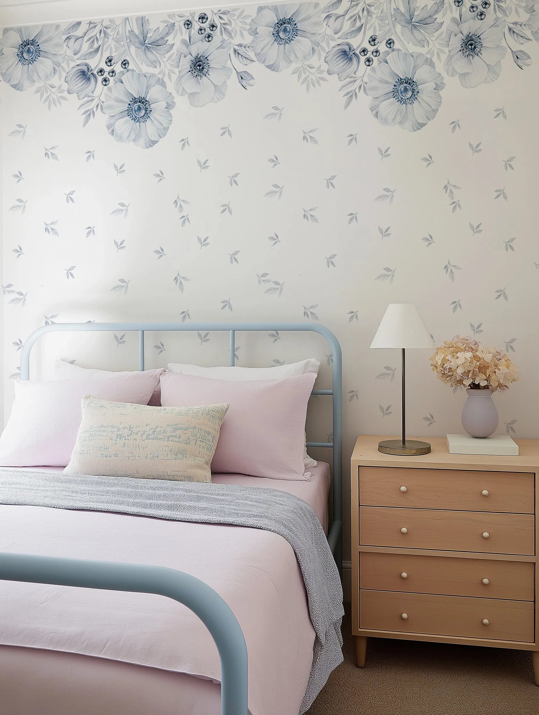 Blue Anemone Wallpaper Mural from Olive et Oriel where you can shop wallpaper and artworks online