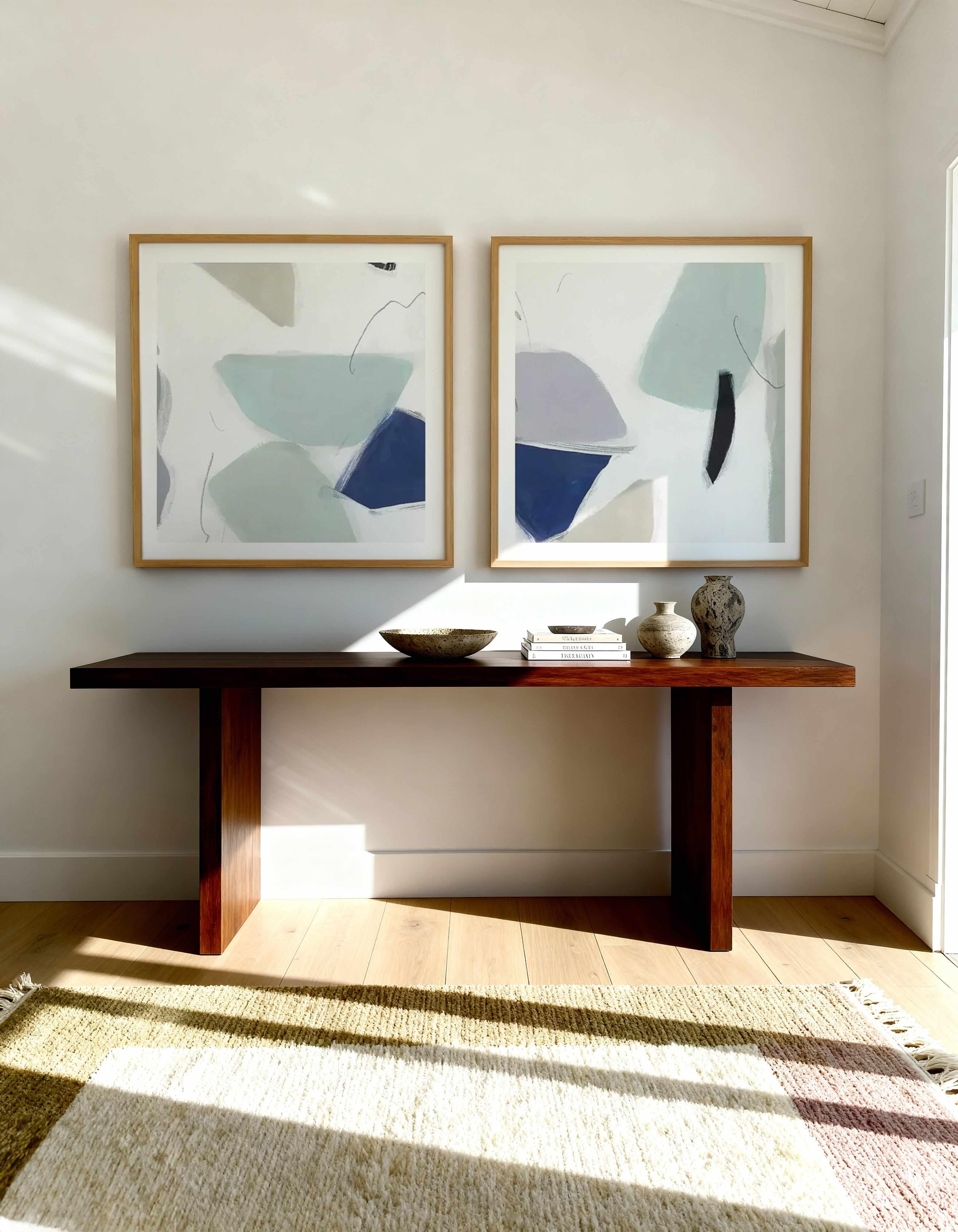 Blue Formes Square No I & II Art Print Set of 2 | Matching Wall Art