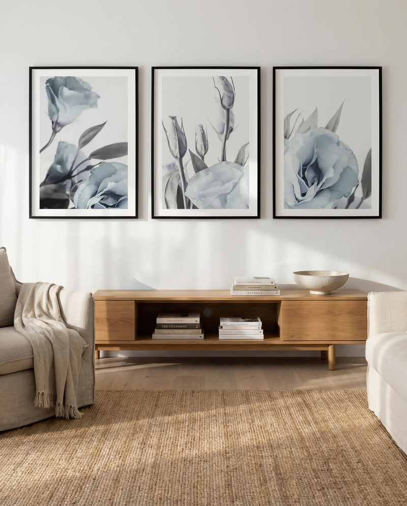 Blue Lisianthus I, II & III | 3 Piece Wall Art Set from Olive et Oriel where you can shop wallpaper and artworks online