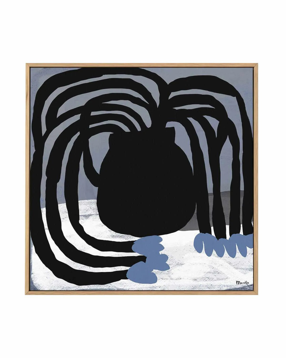 Blue Flowers in Black Vase by Marco Marella | Framed Canvas Art Print from Olive et Oriel where you can shop wallpaper and artworks online