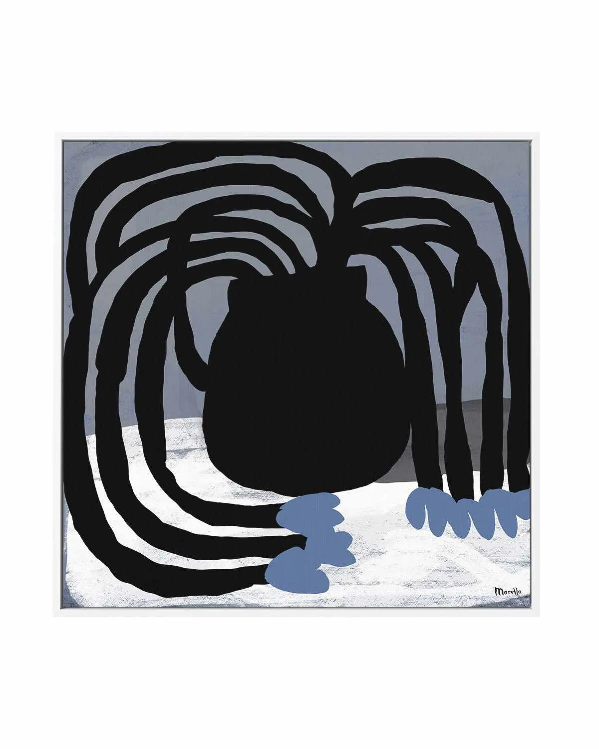 Blue Flowers in Black Vase by Marco Marella | Framed Canvas Art Print from Olive et Oriel where you can shop wallpaper and artworks online