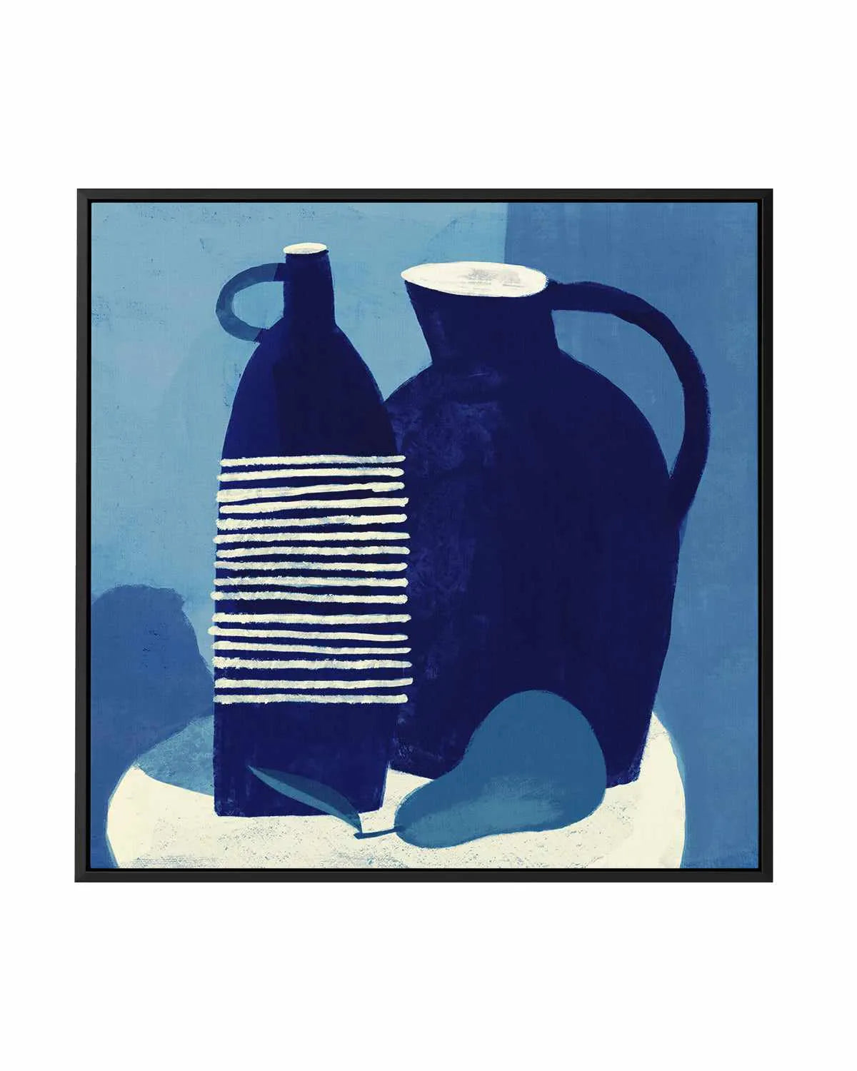 Blue Still Life With Pear by Marco Marella | Framed Canvas Art Print from Olive et Oriel where you can shop wallpaper and artworks online