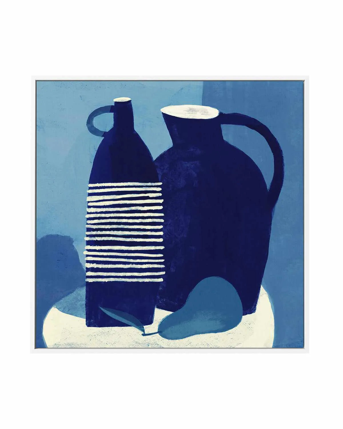 Blue Still Life With Pear by Marco Marella | Framed Canvas Art Print from Olive et Oriel where you can shop wallpaper and artworks online