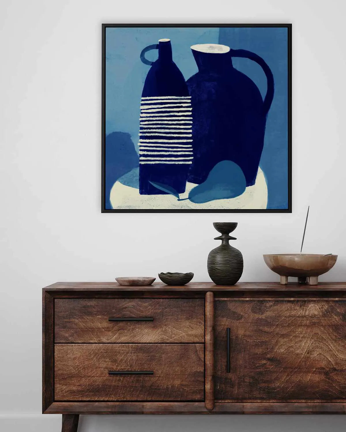 Blue Still Life With Pear by Marco Marella | Framed Canvas Art Print from Olive et Oriel where you can shop wallpaper and artworks online