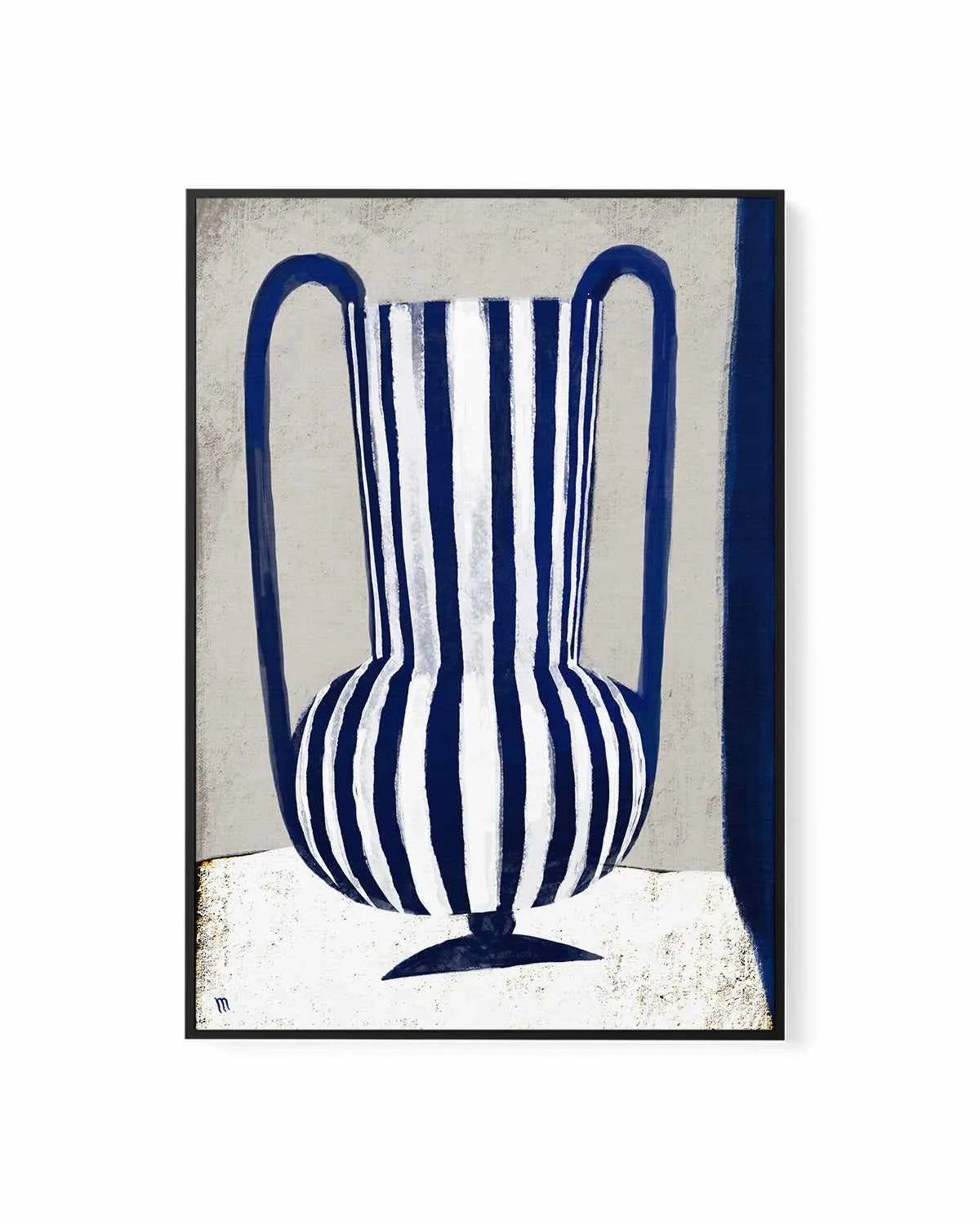 Blue Striped Vase by Marco Marella | Framed Canvas Art Print from Olive et Oriel where you can shop wallpaper and artworks online