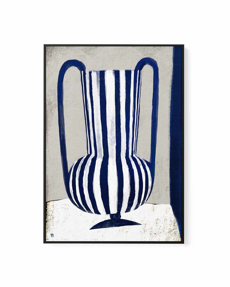 Blue Striped Vase by Marco Marella | Framed Canvas Art Print