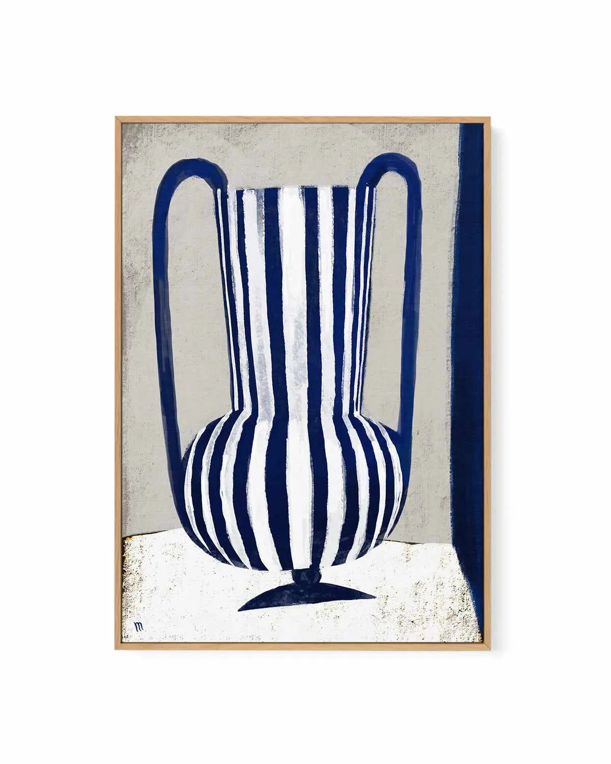 Blue Striped Vase by Marco Marella | Framed Canvas Art Print from Olive et Oriel where you can shop wallpaper and artworks online