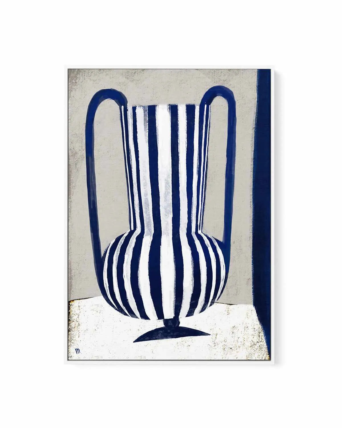 Blue Striped Vase by Marco Marella | Framed Canvas Art Print from Olive et Oriel where you can shop wallpaper and artworks online