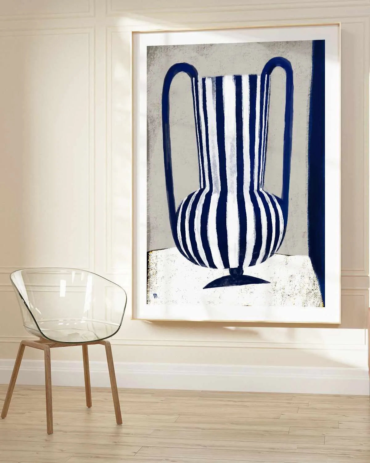 Blue Striped Vase by Marco Marella | Art Print from Olive et Oriel where you can shop wallpaper and artworks online